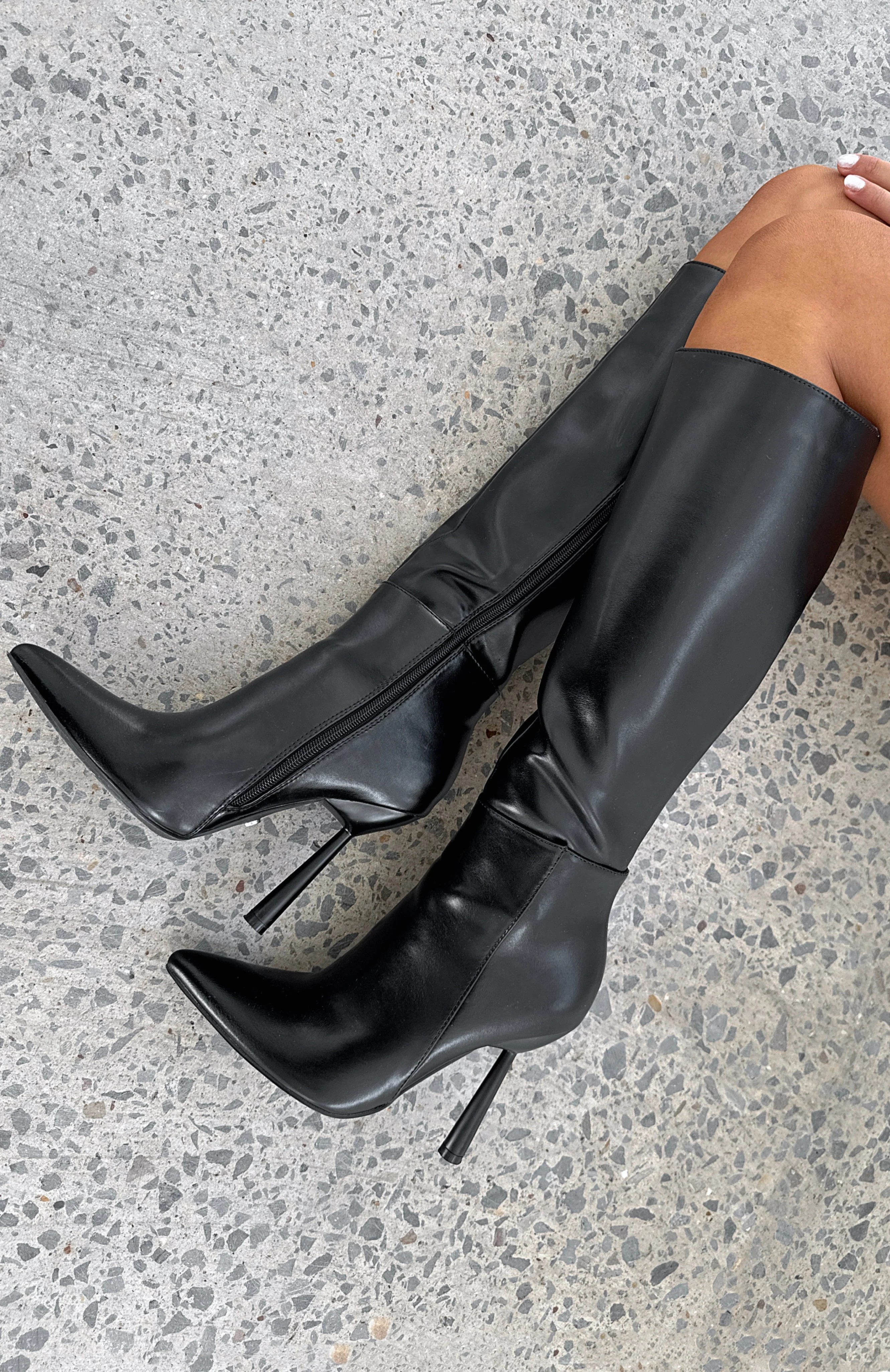 Amelia Knee High Boots Black Smooth - Image 6