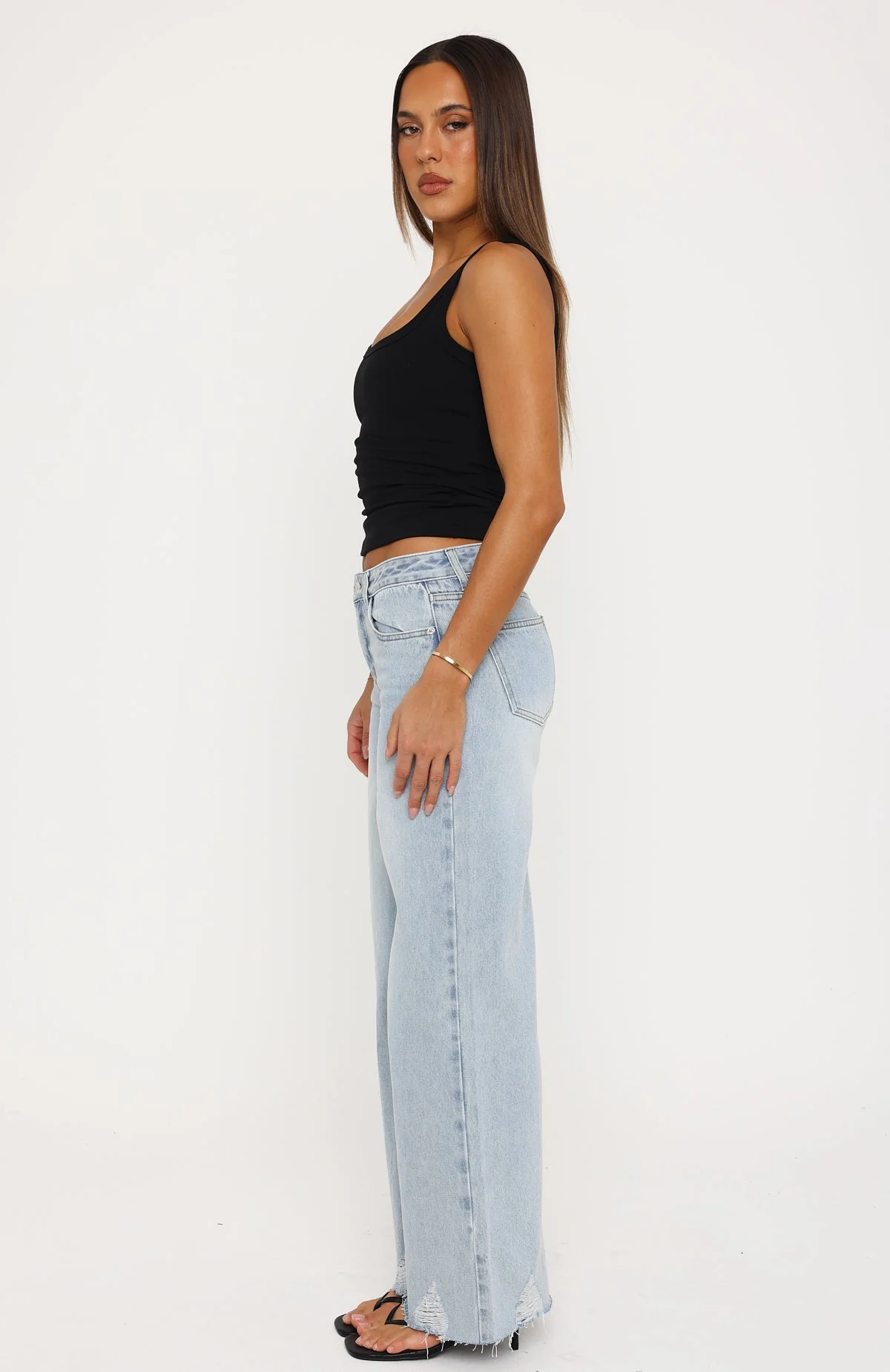Big City Dreams Mid Rise Wide Leg Jeans Light Blue - Image 3