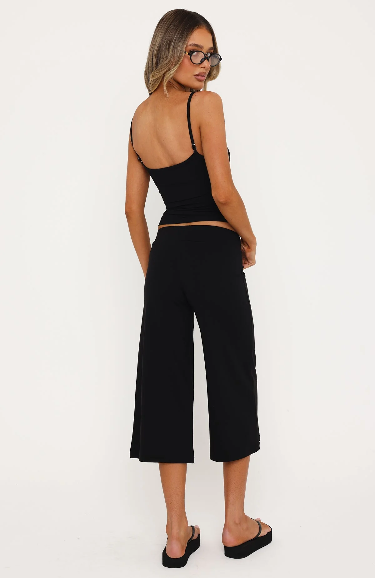 Can't Go Wrong Wide Leg Capri Black - Image 4