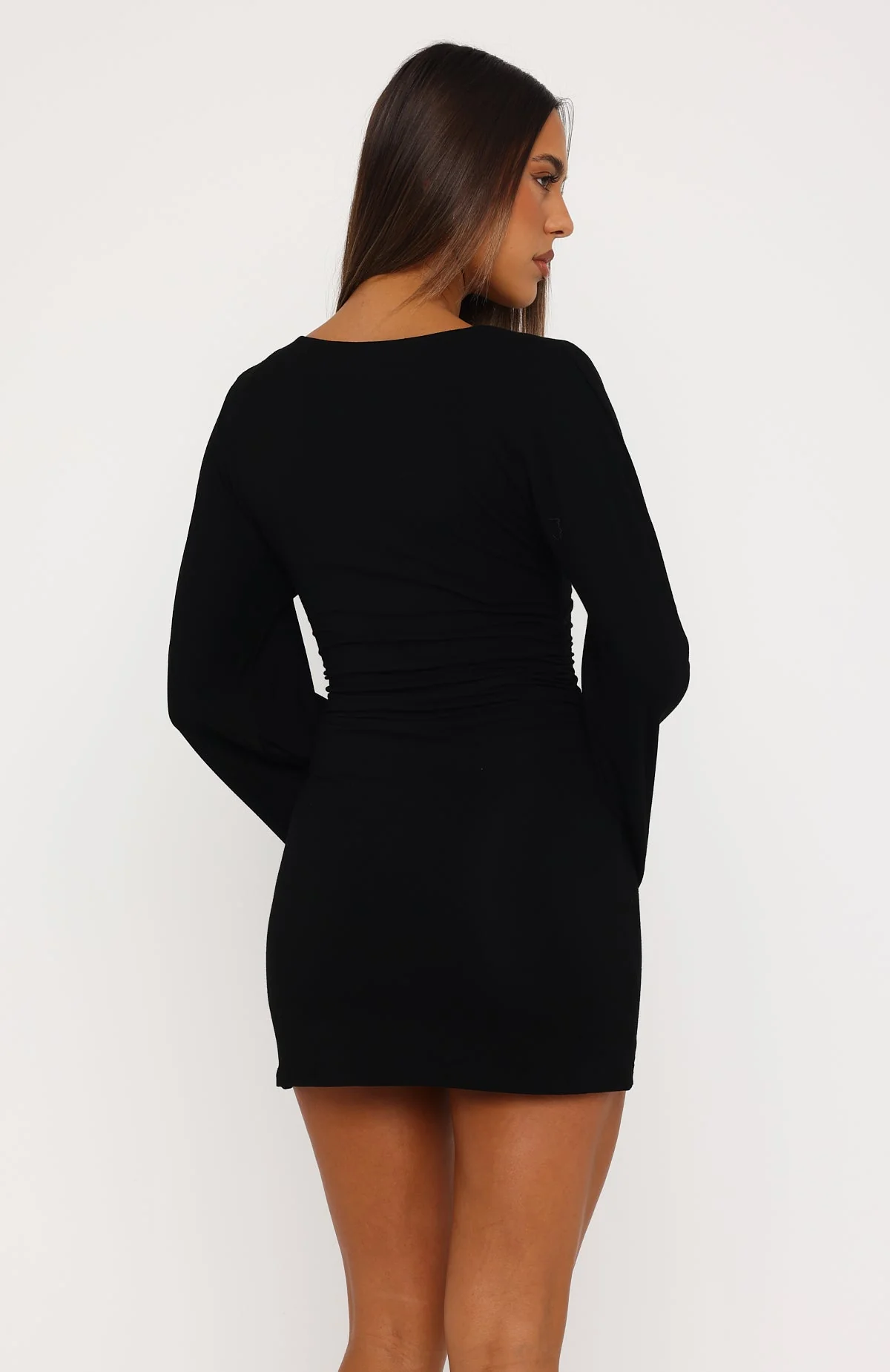 Catch Me At Sunrise Long Sleeve Mini Dress Black - Image 4