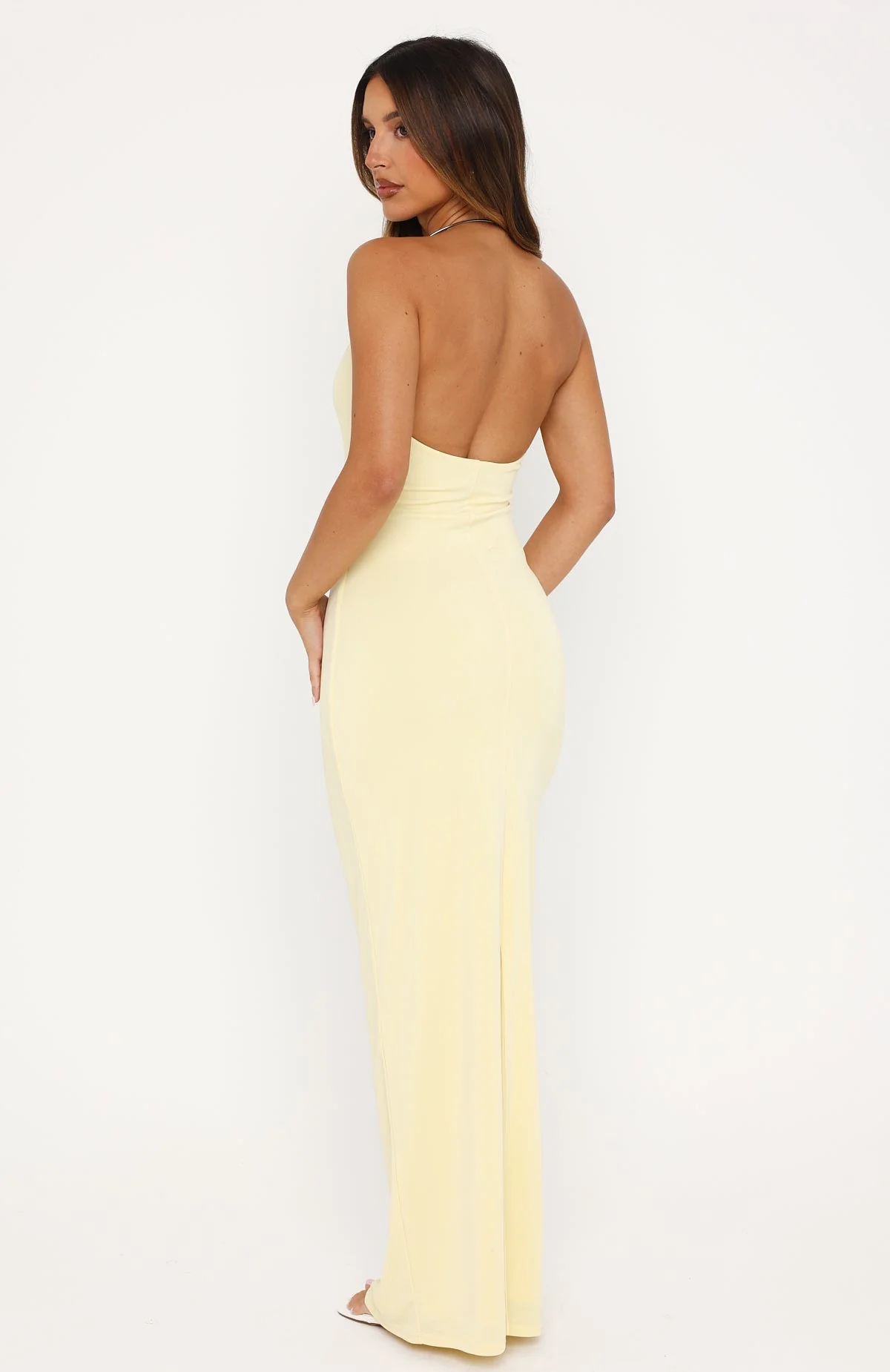 Cute Without Apology Halter Maxi Dress Lemon - Image 4