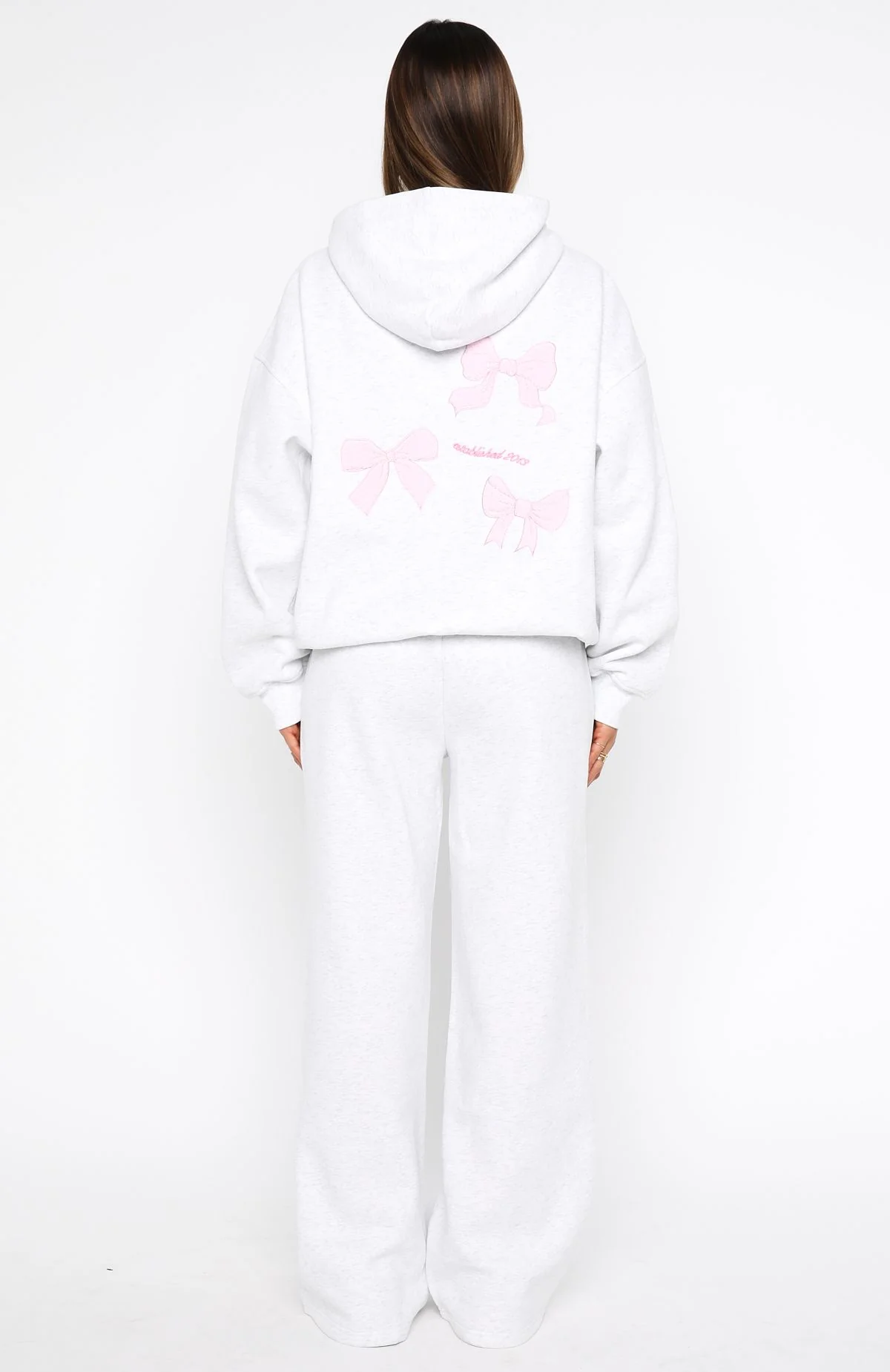 Daydreamers Madeline Wide Leg Sweatpants Grey Marle - Image 4