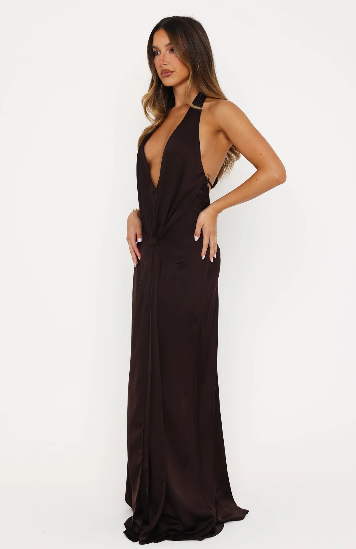 Delicate Delight Maxi Dress Chocolate - Image 4