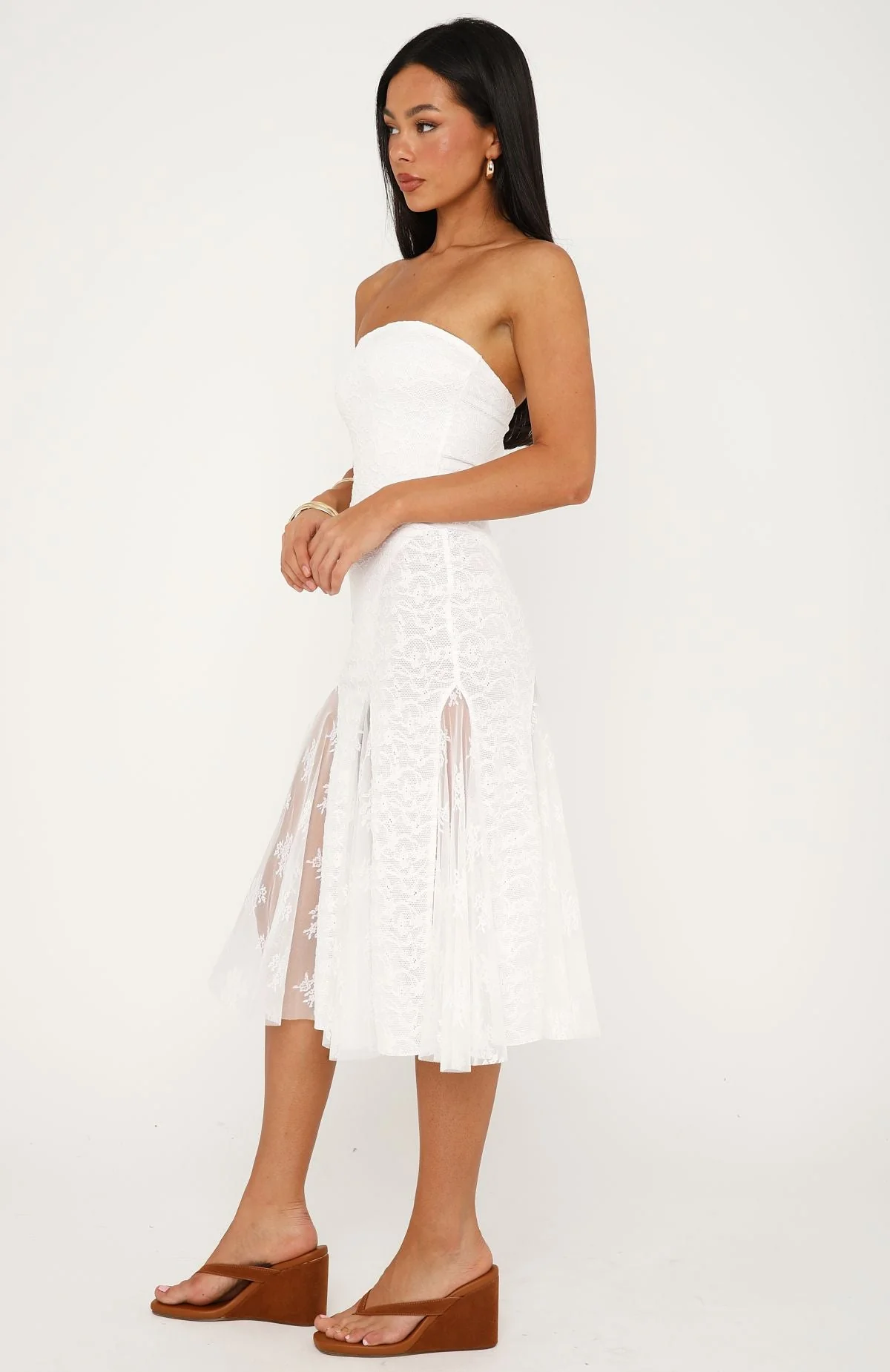 Delicate Habit Strapless Midi Dress White - Image 3