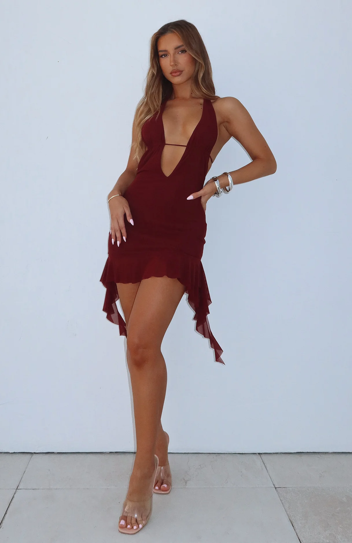 Diamond In The Rough Mini Dress Wine - Image 6