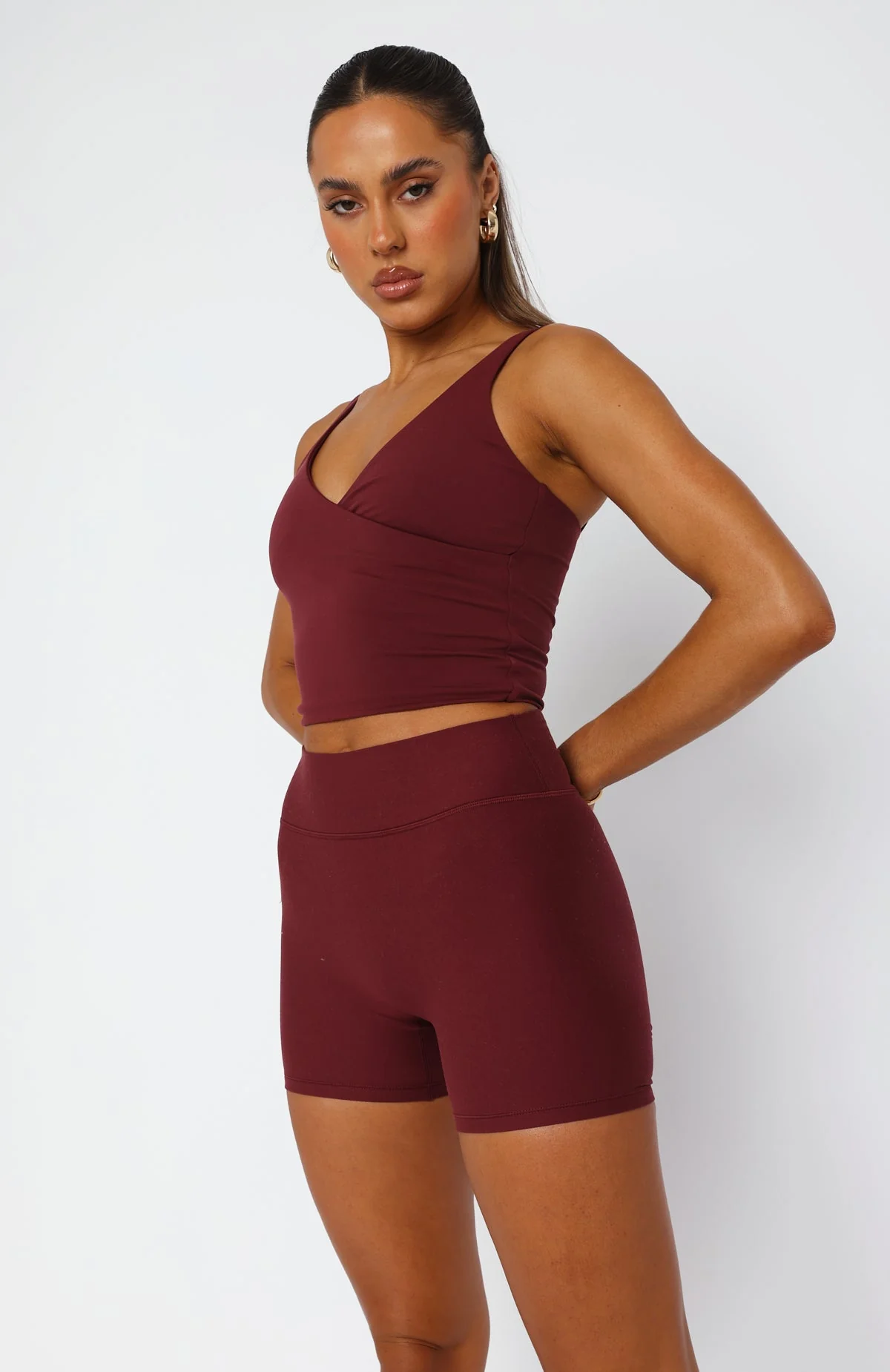 Endurance Scrunch High Waisted Shorts Burgundy - Image 5