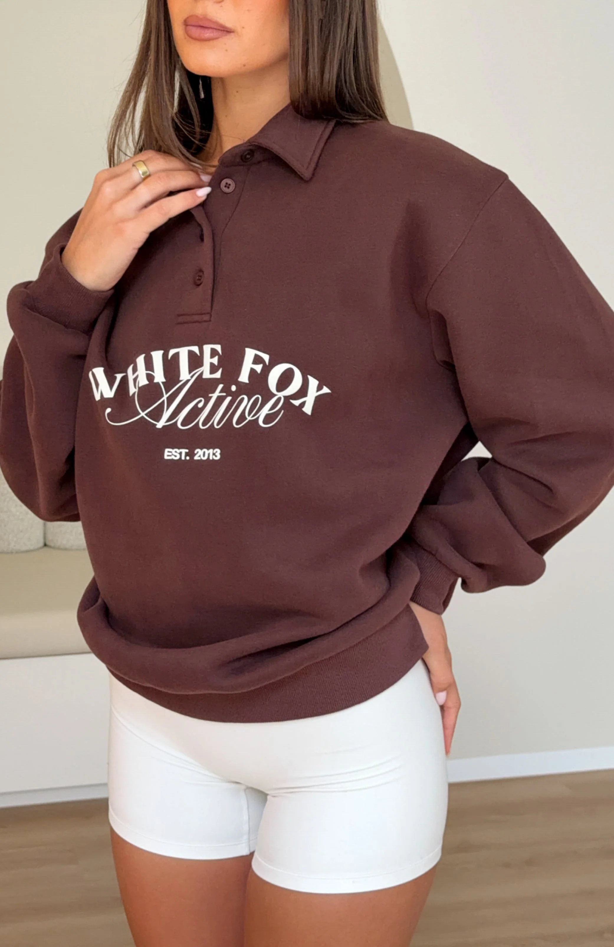 Far Away Oversized Henley Sweater Dark Chocolate - Image 7