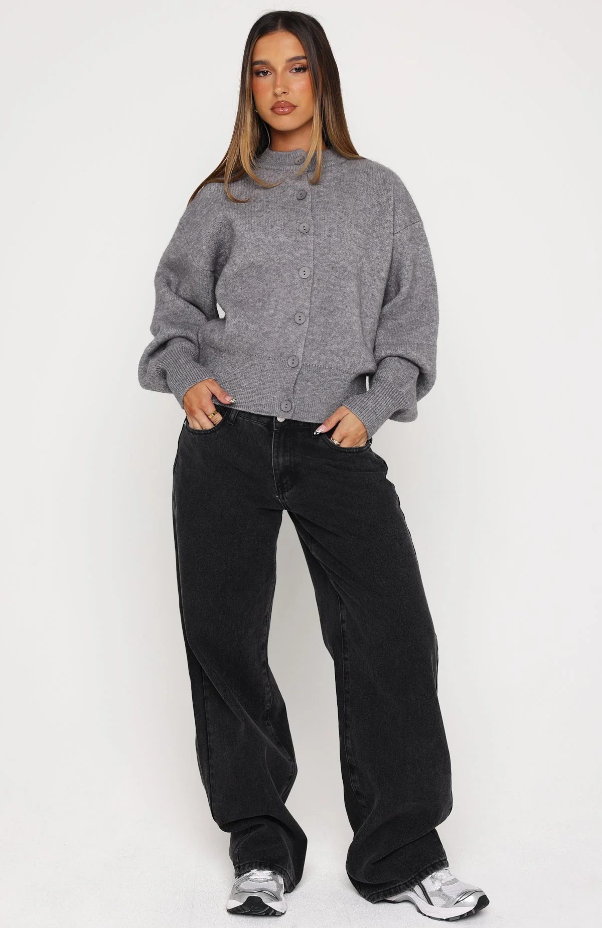 Filipa Knit Cardigan Grey Marle - Image 5