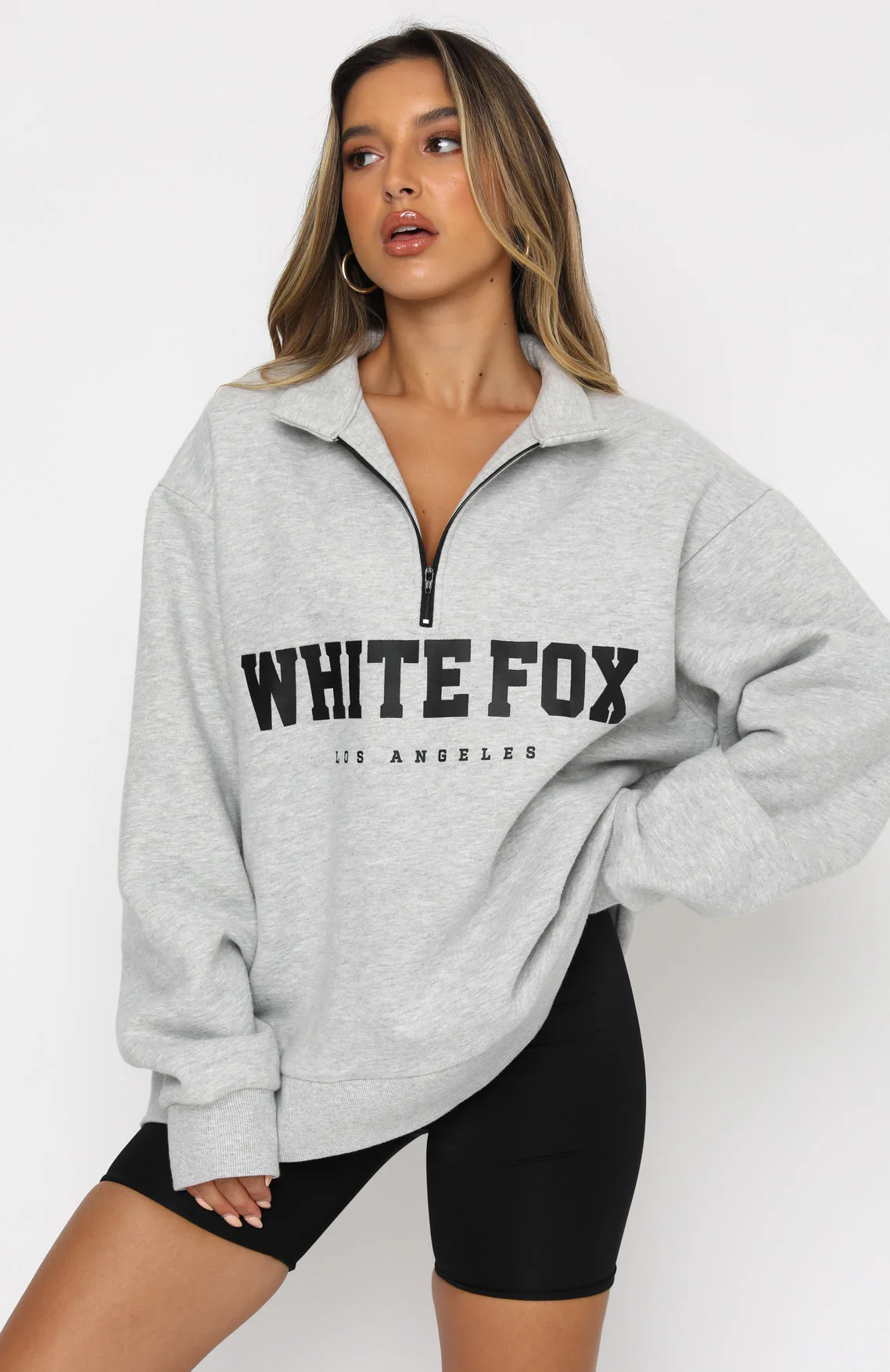 High Standard Zip Front Sweater Grey Marle - Image 3