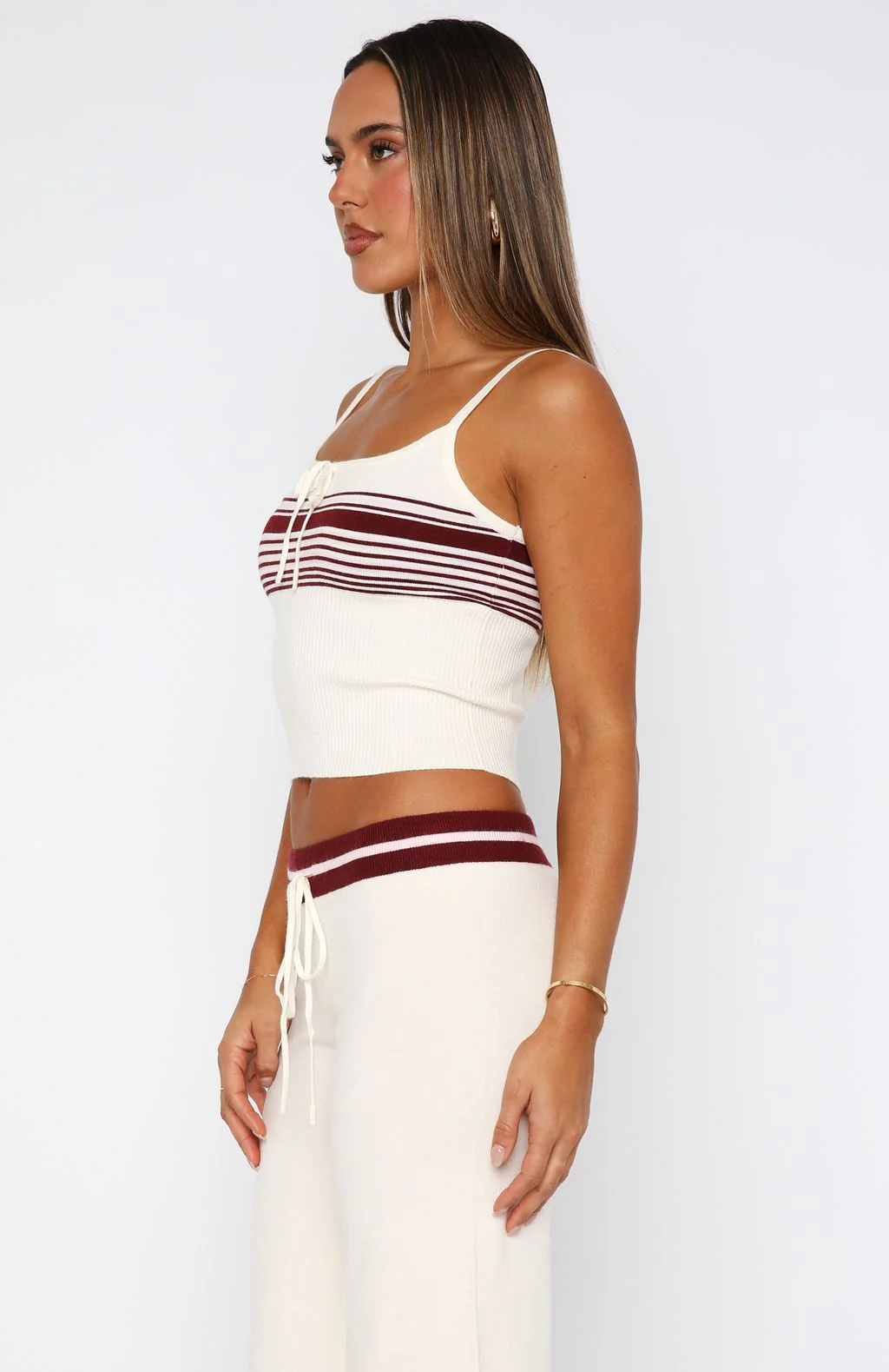 Keep Driving Knit Cami Top Burgundy Stripe - Image 3