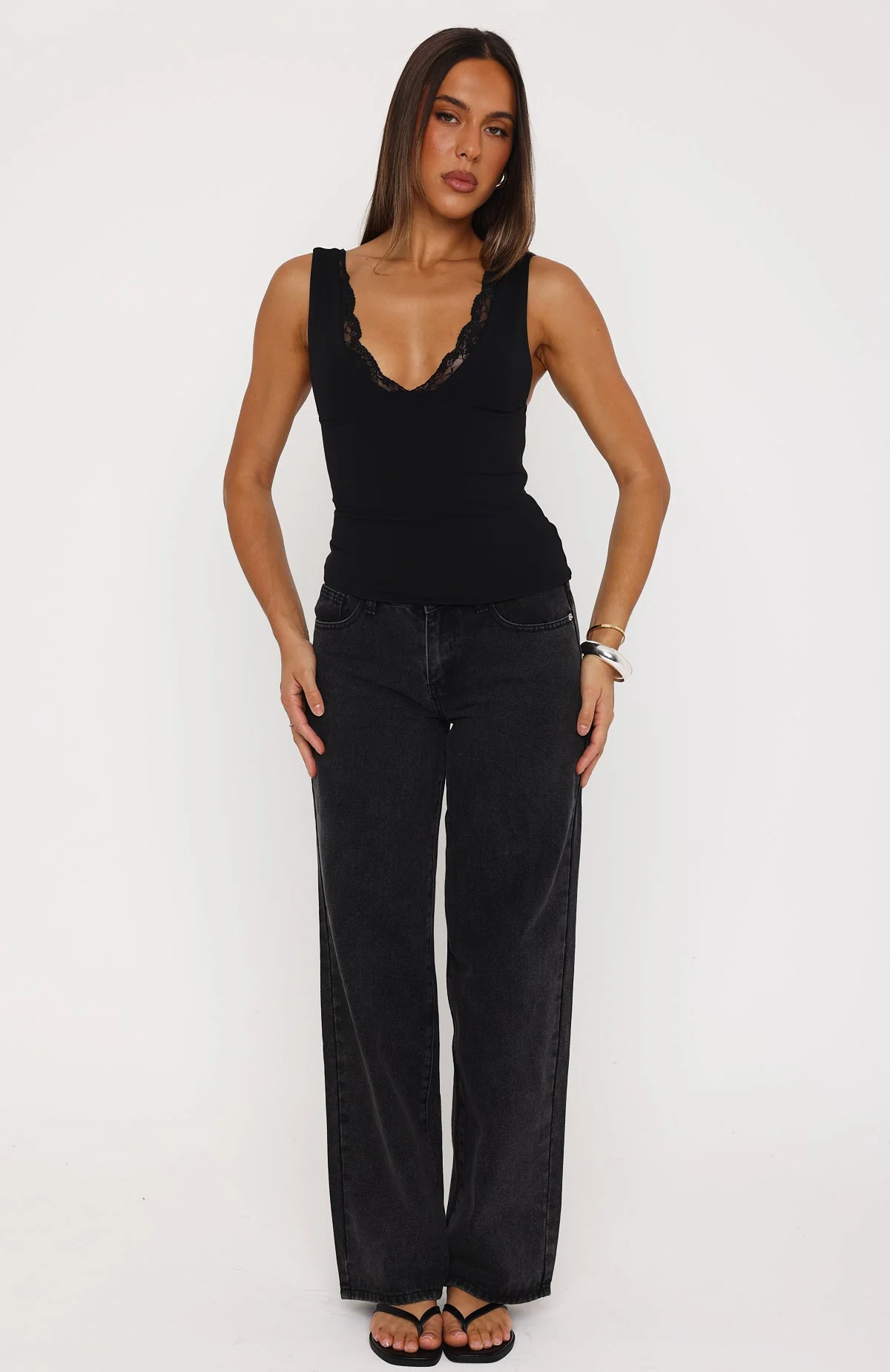 Key To My Heart Lace Trim Top Black - Image 5