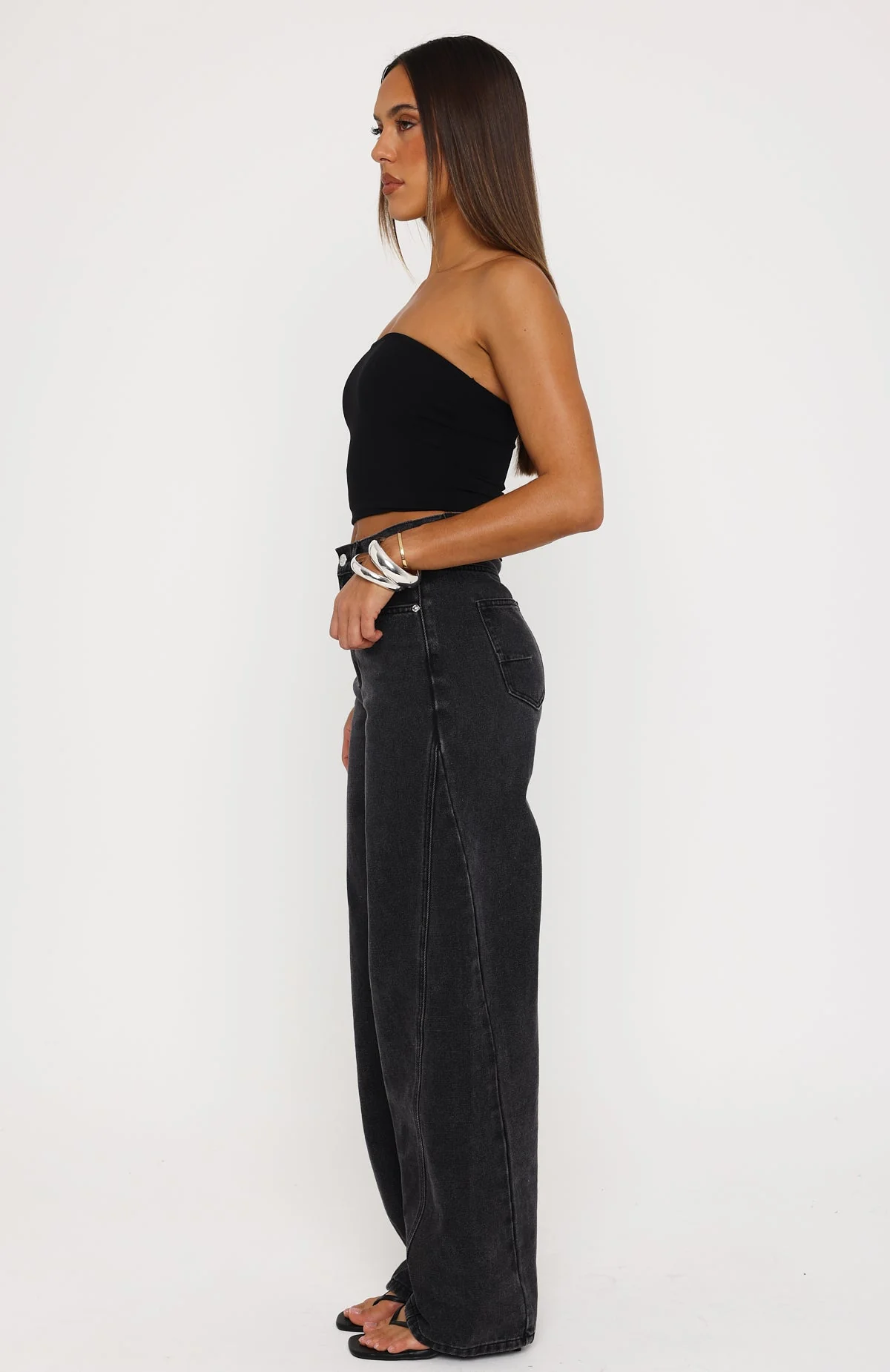 Kiara High Rise Barrel Leg Jeans Black Acid - Image 3