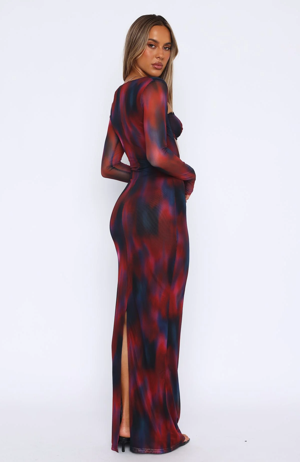 Let Me Think Long Sleeve Maxi Dress Raspberry Rhapsody - Image 4