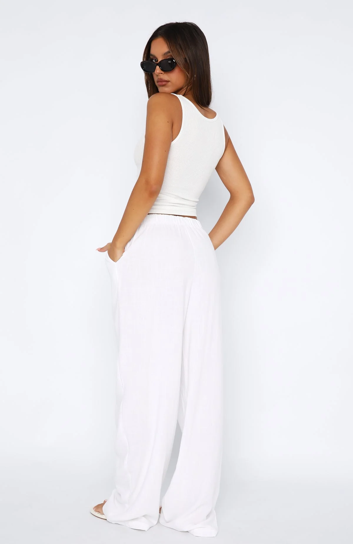 Live It Up Linen Pants White - Image 4