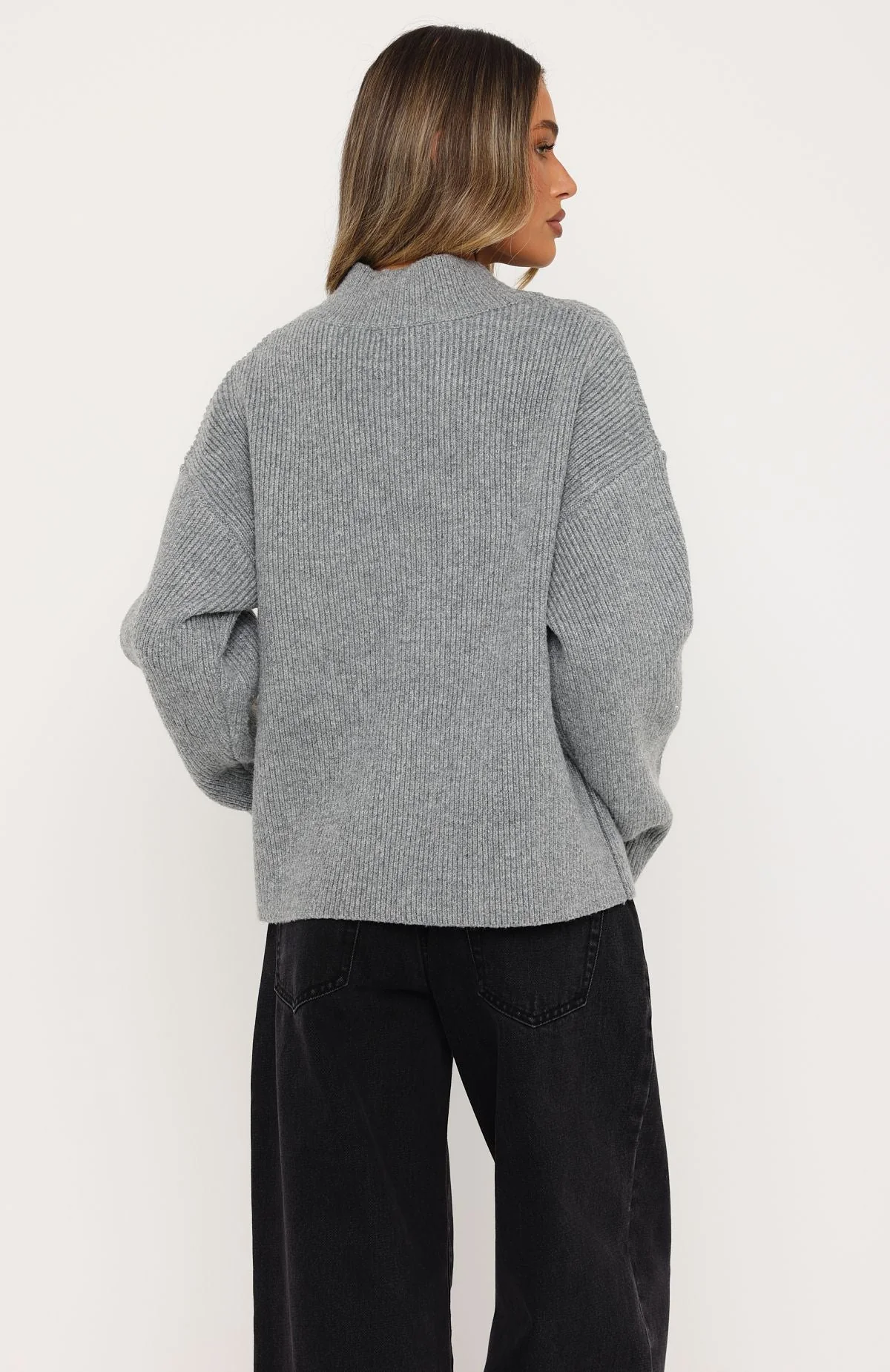 Luzia V Neck Knit Sweater Grey - Image 4
