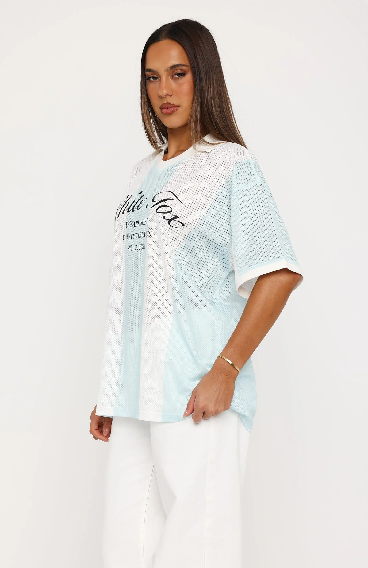 Make Moves Oversized Jersey Teal/White Stripe - Image 3