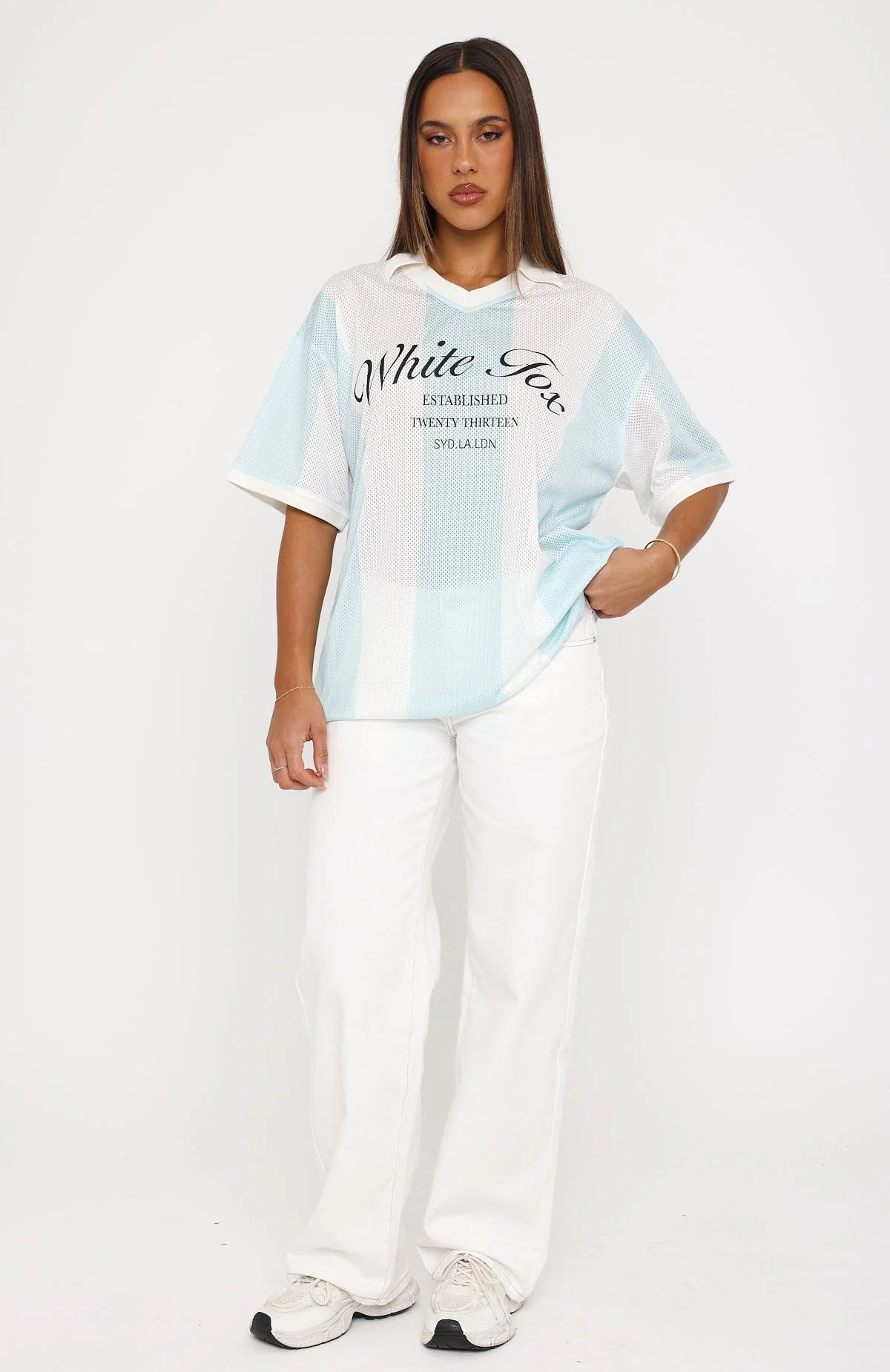 Make Moves Oversized Jersey Teal/White Stripe - Image 5