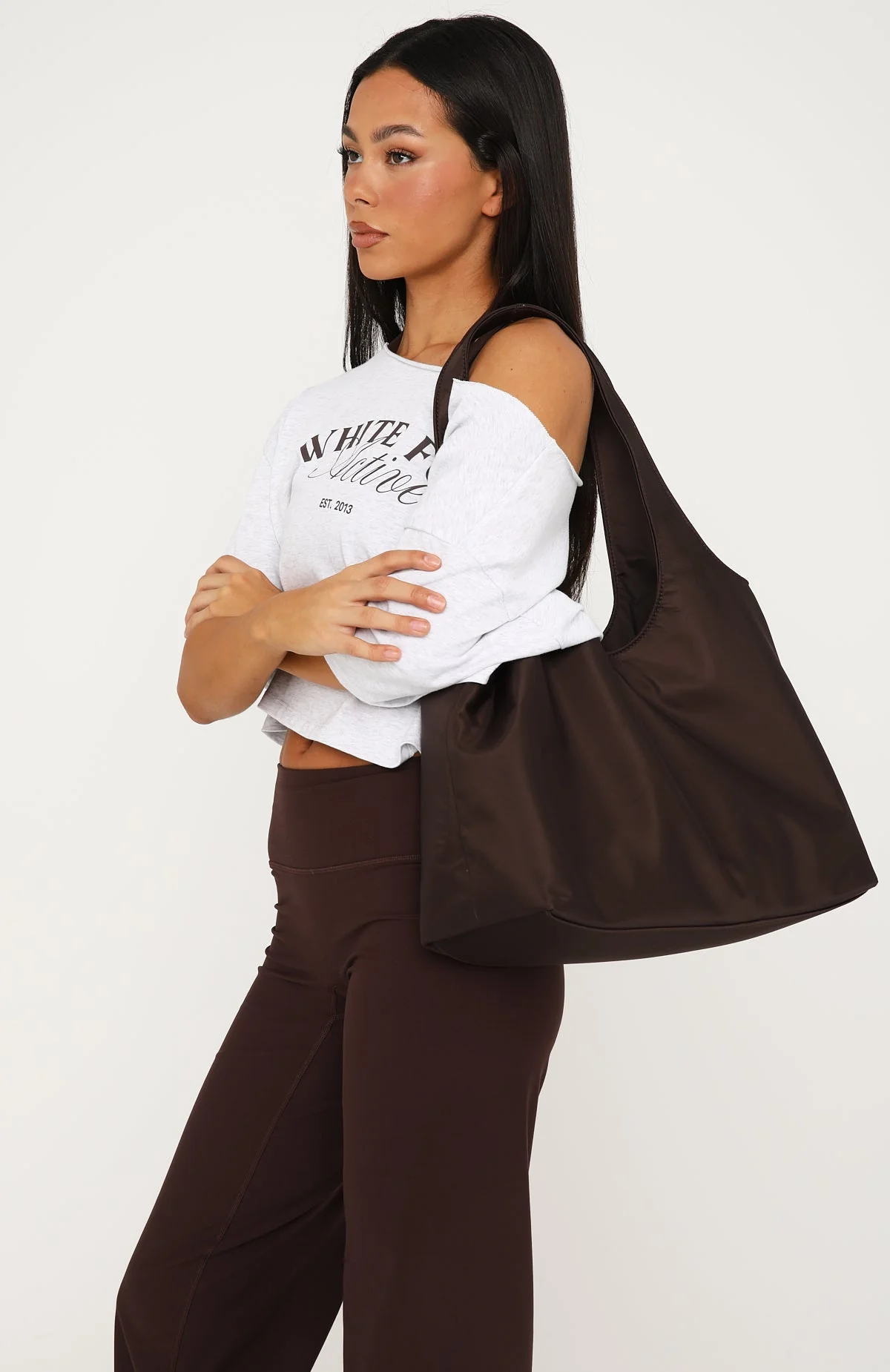 Maxton Nylon Shoulder Bag Chocolate - Image 3