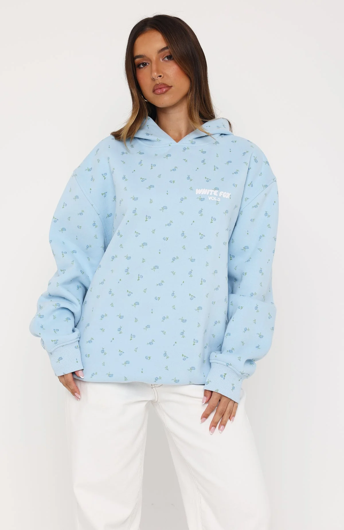 Offstage Printed Oversized Hoodie Blue Ditsy - Image 3