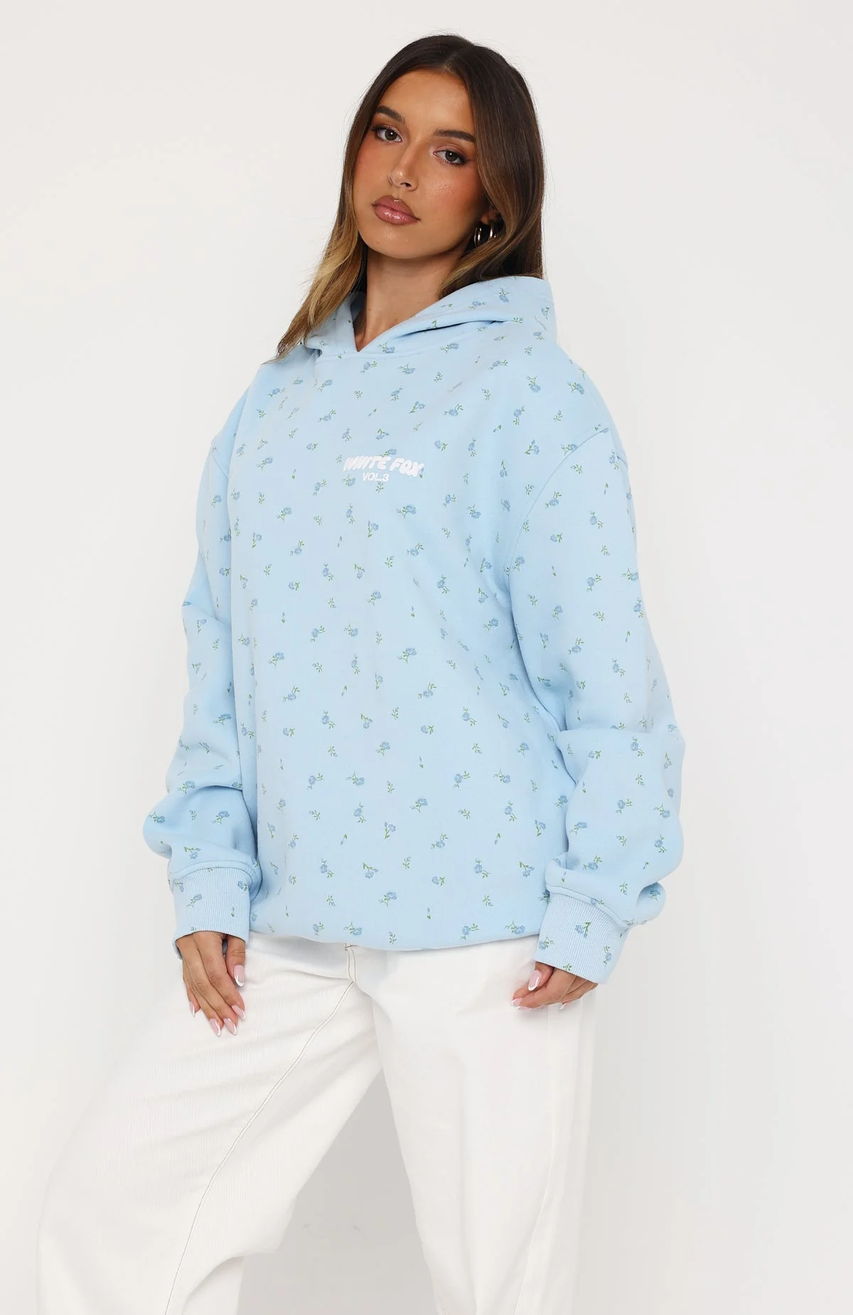 Offstage Printed Oversized Hoodie Blue Ditsy - Image 4