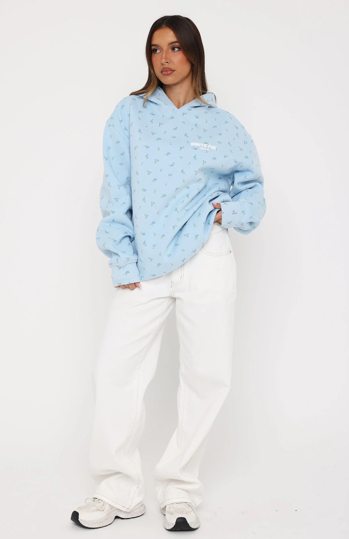 Offstage Printed Oversized Hoodie Blue Ditsy - Image 6