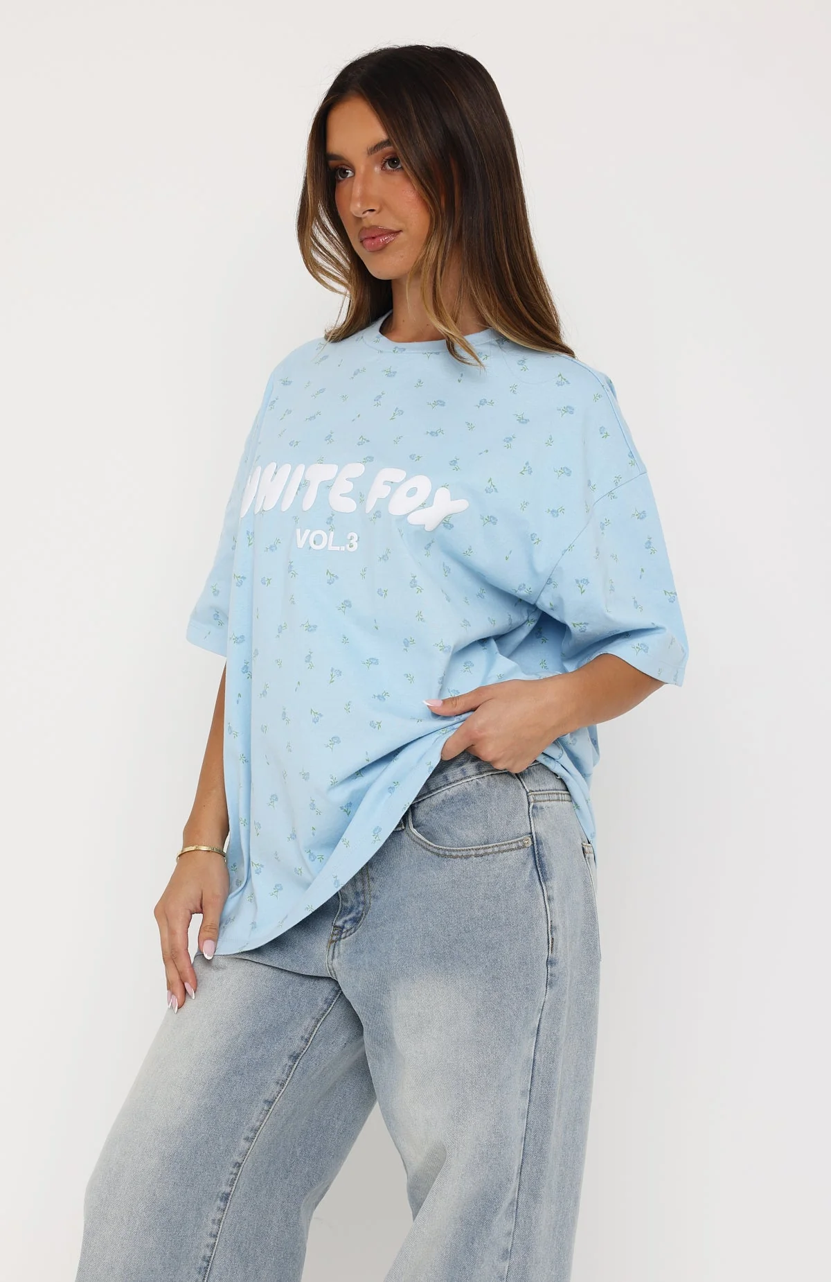 Offstage Printed Oversized Tee Blue Ditsy - Image 3
