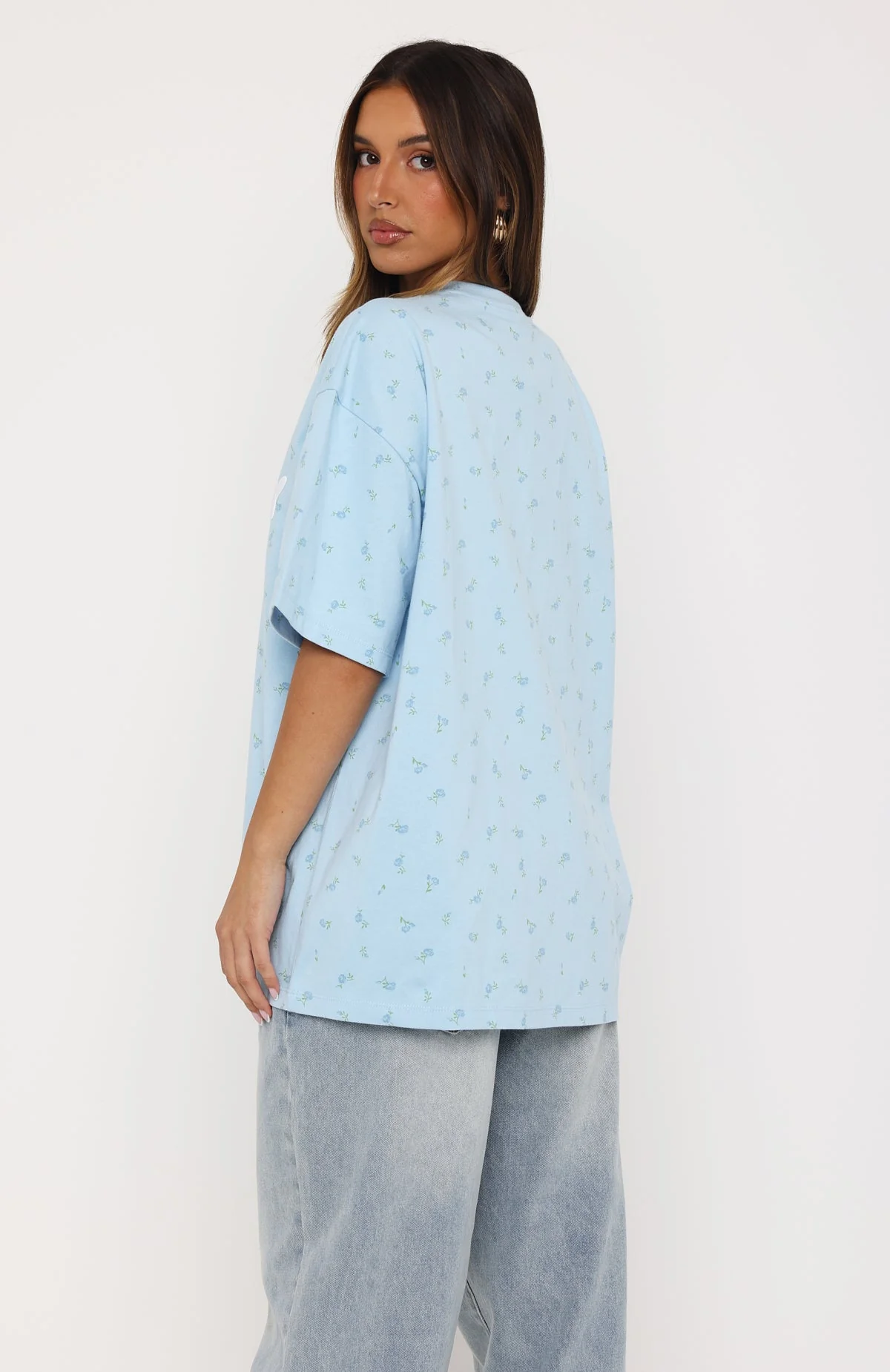 Offstage Printed Oversized Tee Blue Ditsy - Image 4