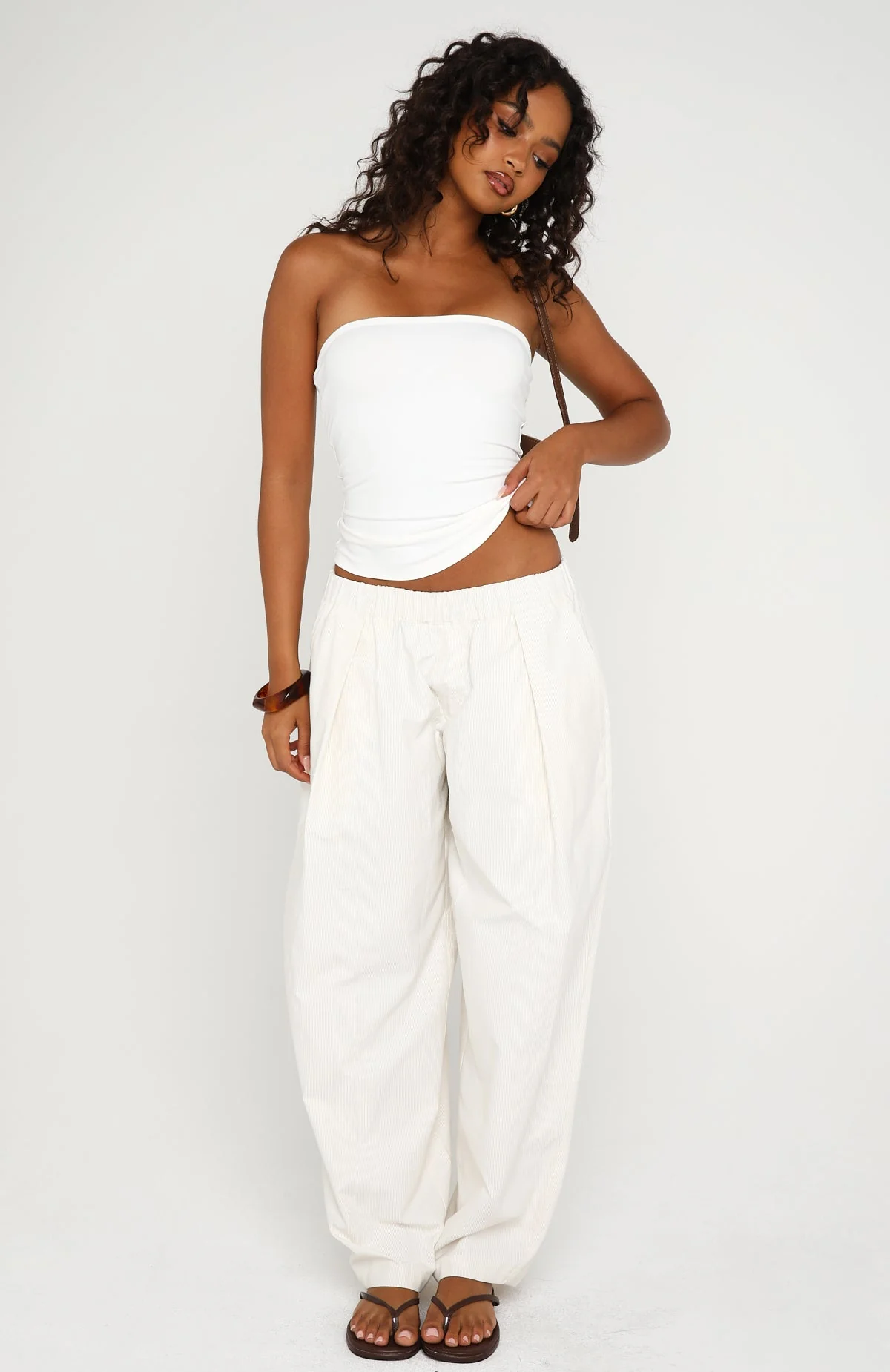 Out There Somewhere Pants White/Beige Pinstripe - Image 3
