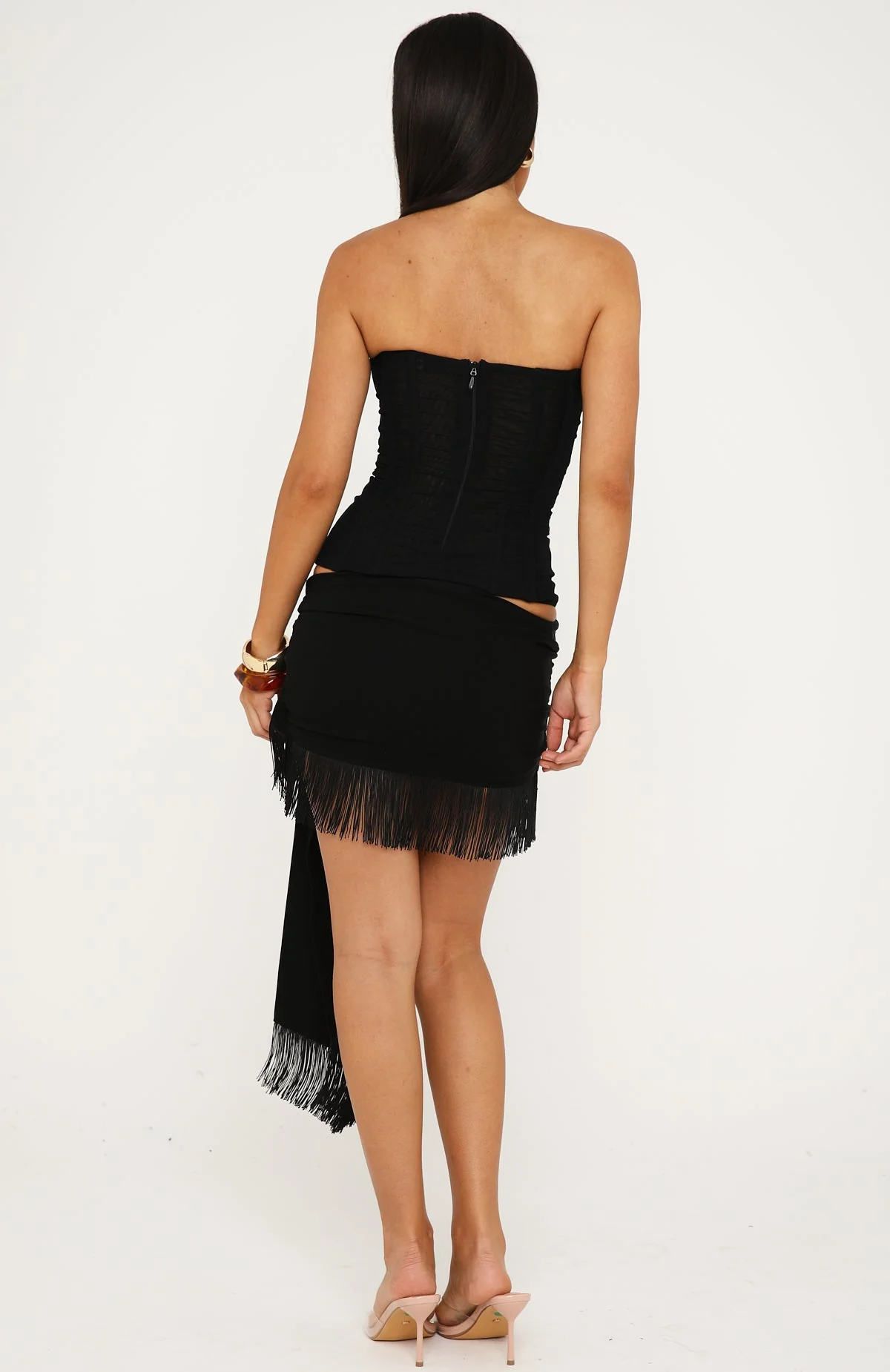 Picture Perfect Moment Fringe Mini Skirt Black - Image 5