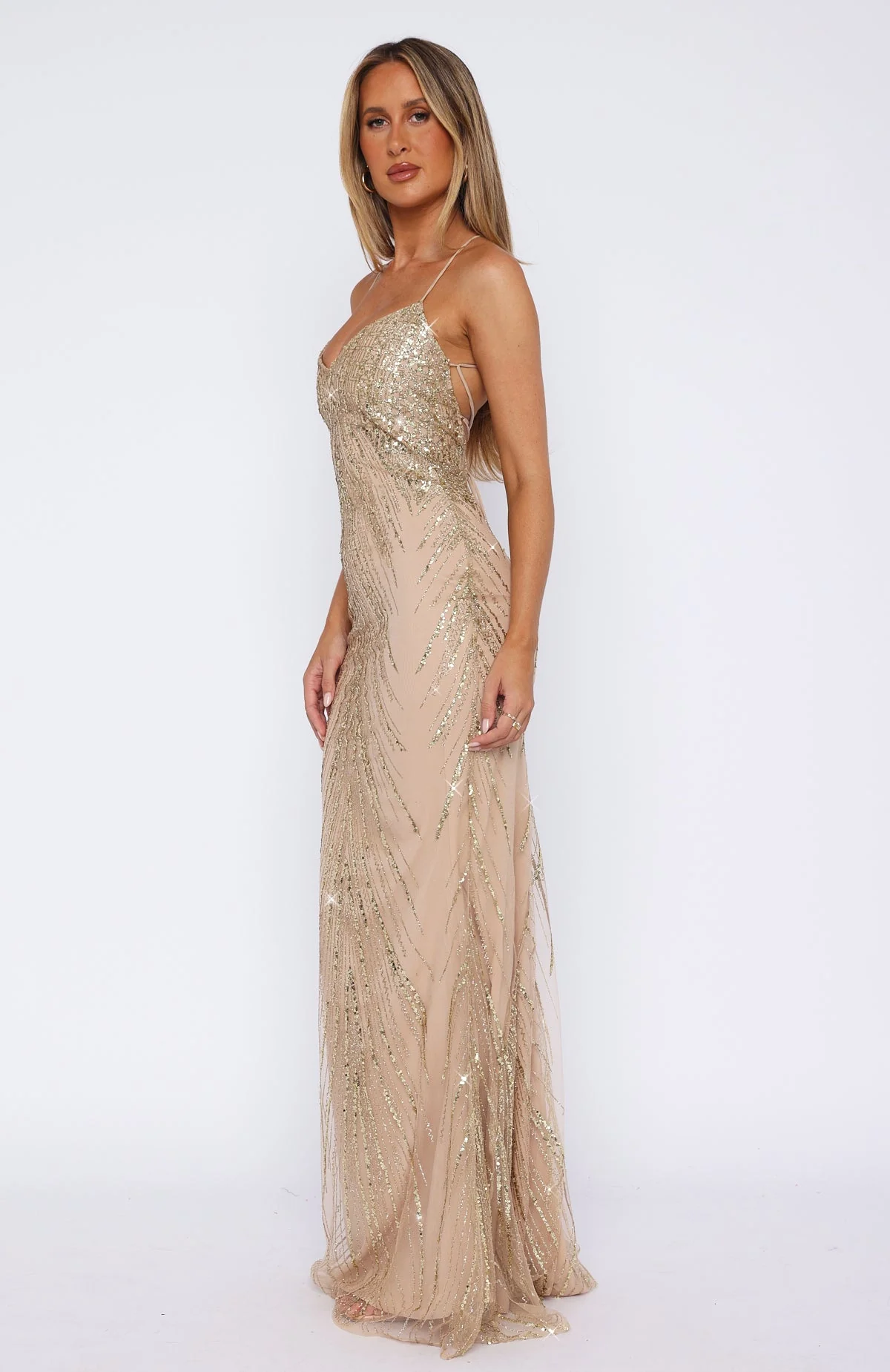 Reaching Out Maxi Dress Gold - Image 3