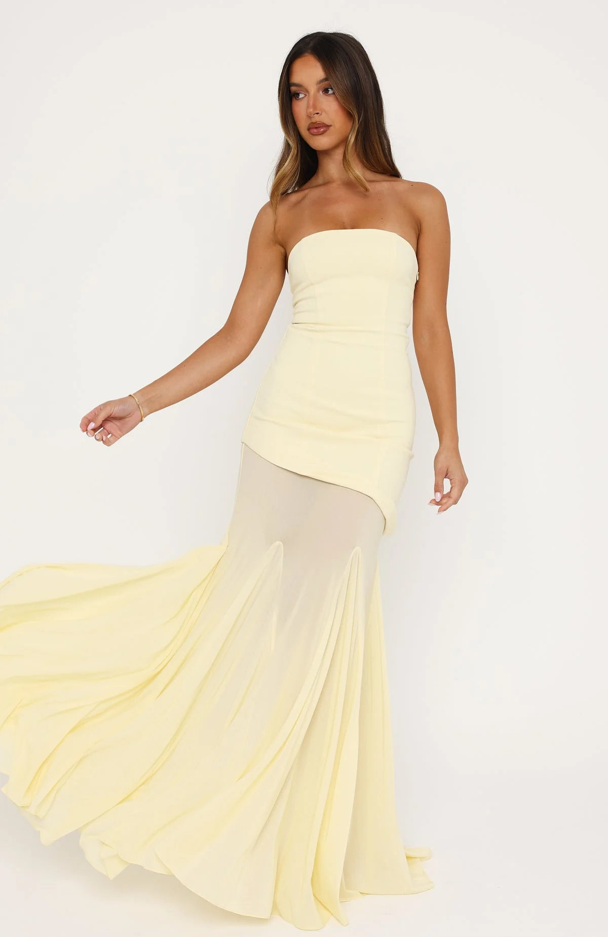 Sending My Best Strapless Maxi Dress Lemon - Image 3