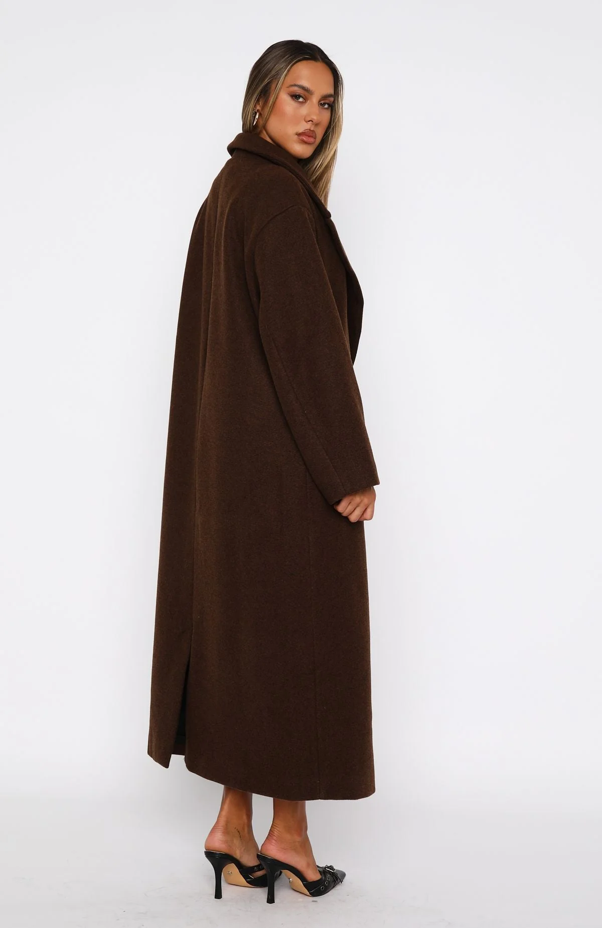 Smart Casual Oversized Coat Chocolate - Image 4