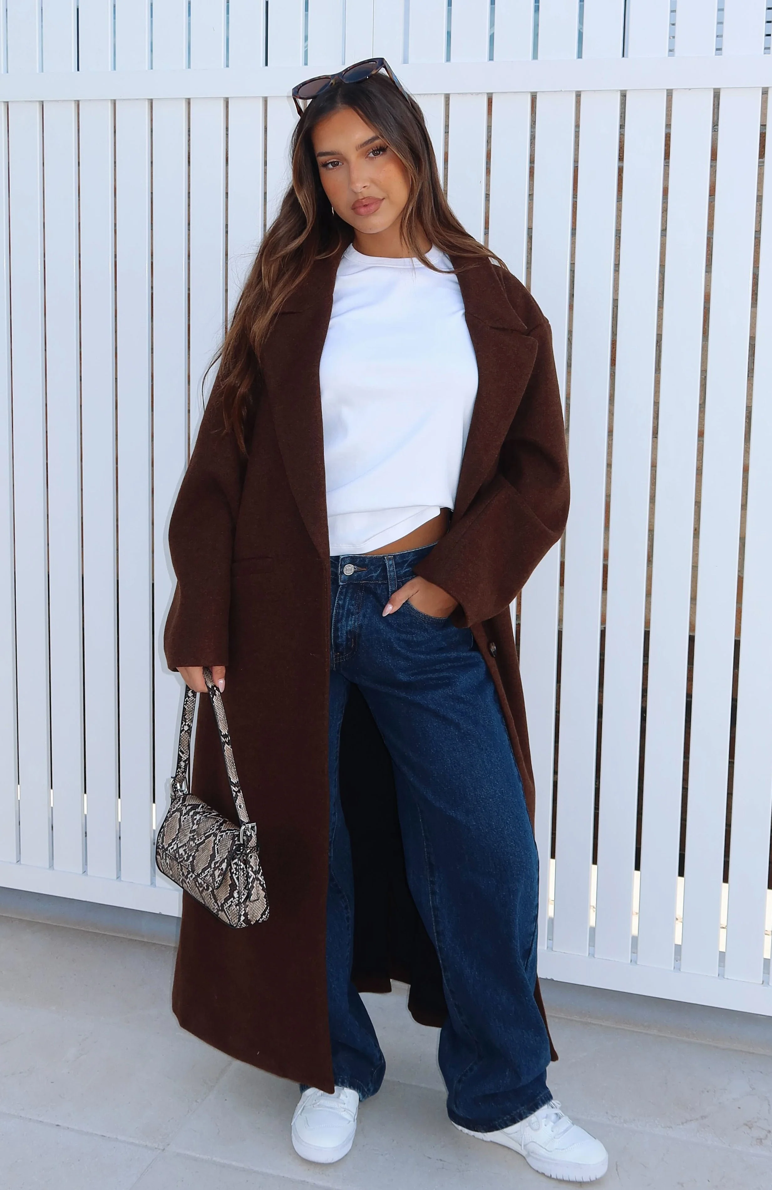Smart Casual Oversized Coat Chocolate - Image 6