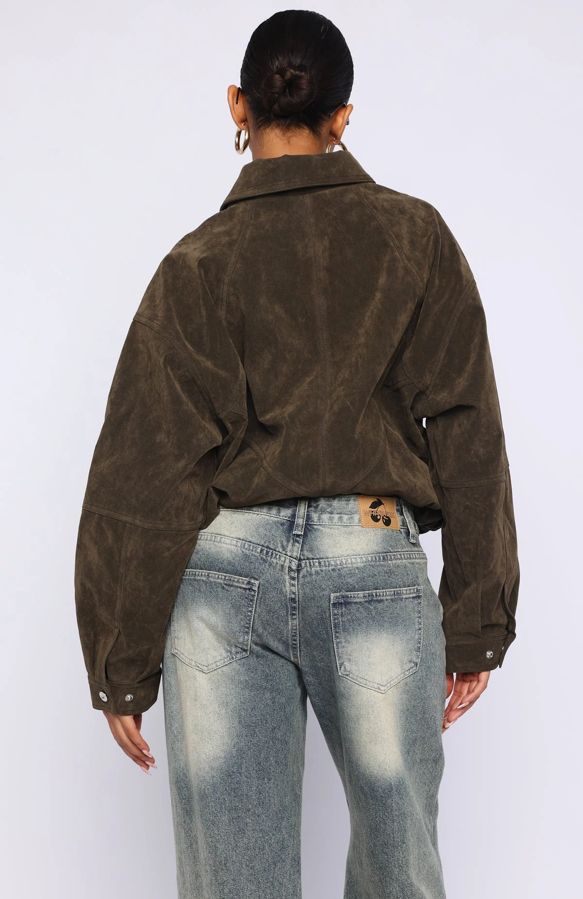 So Easy Faux Suede Jacket Khaki - Image 3