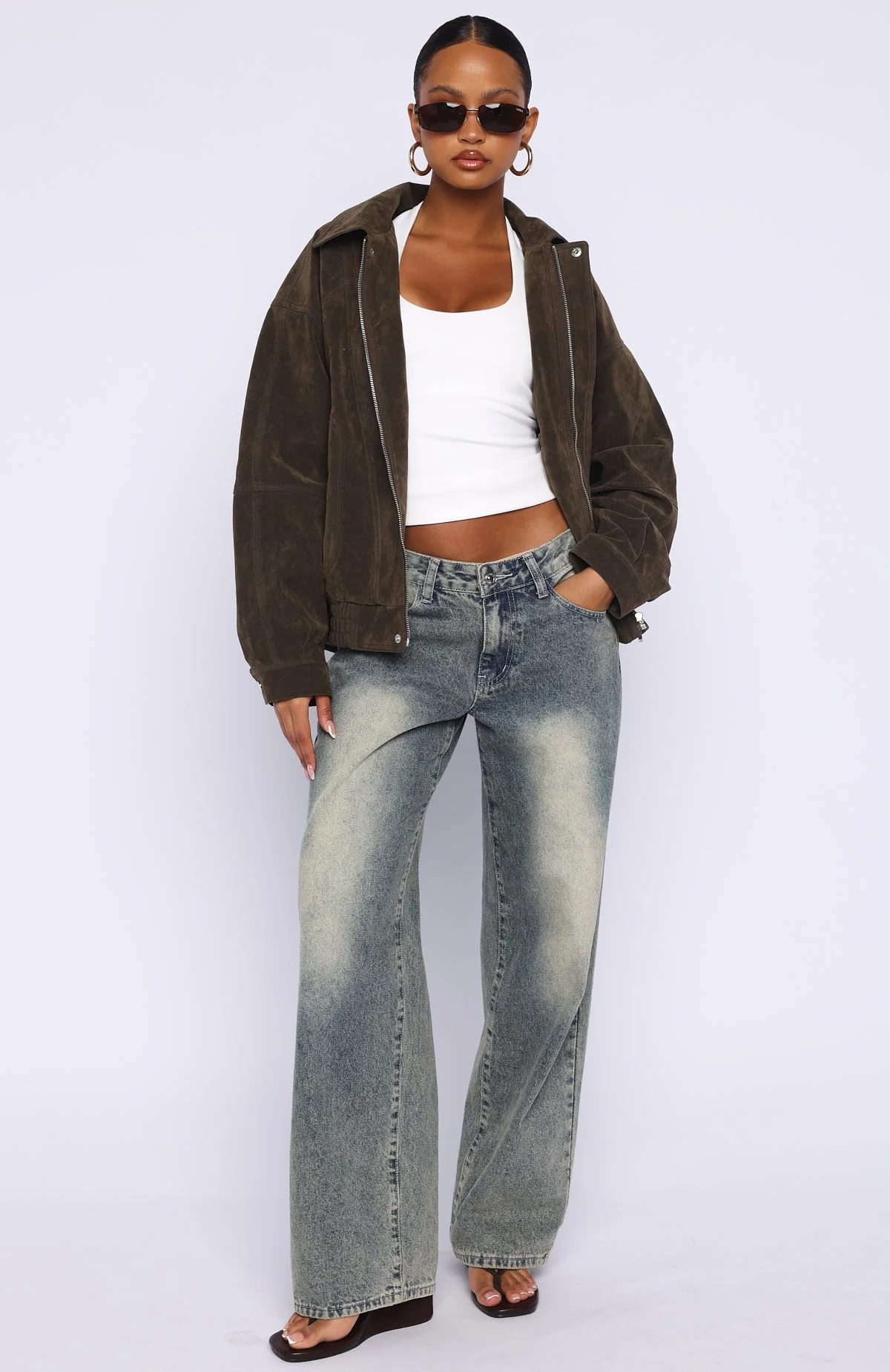 So Easy Faux Suede Jacket Khaki - Image 4