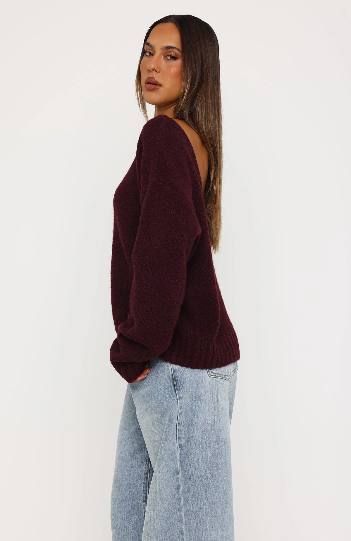 Softer Love Knit Sweater Merlot - Image 4