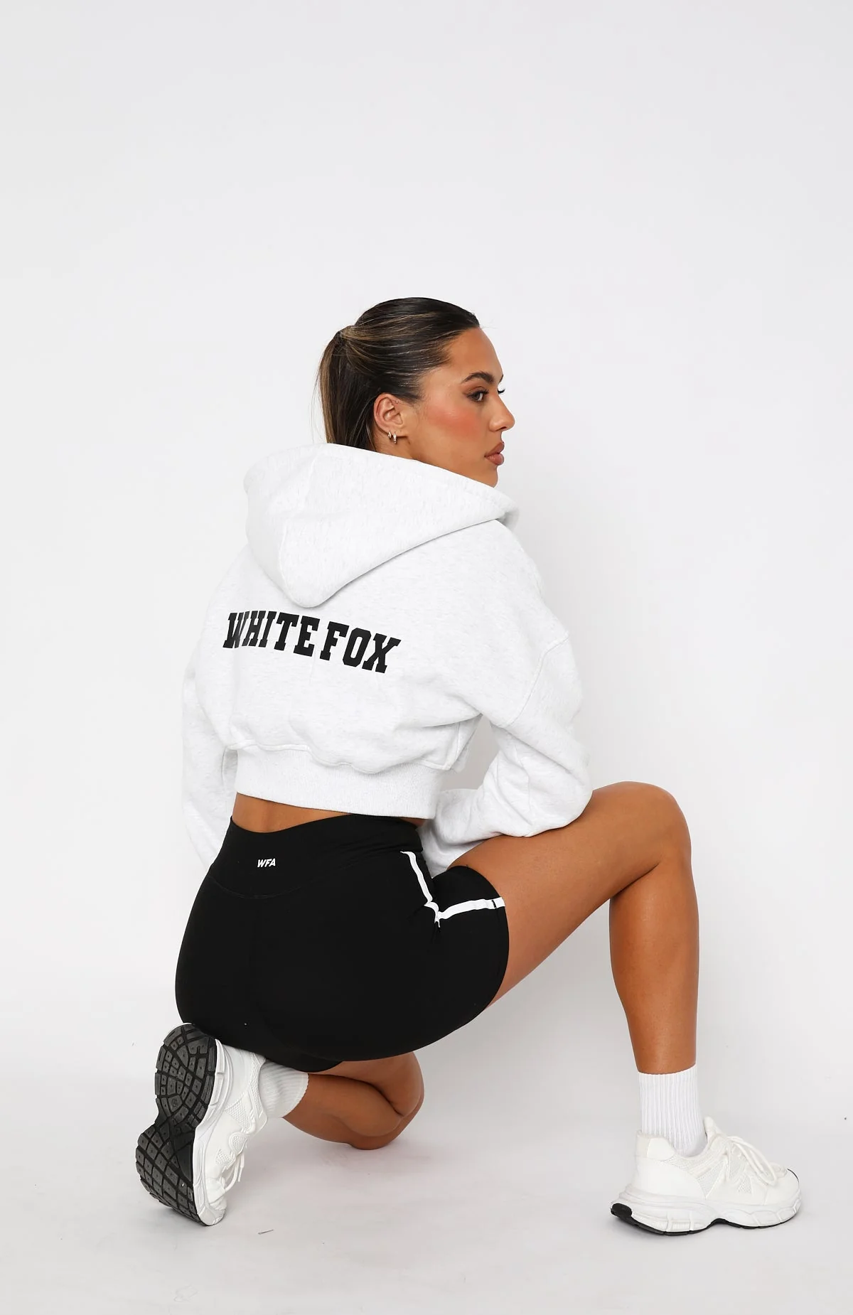 Stepping Out Cropped Hoodie Grey Marle - Image 4