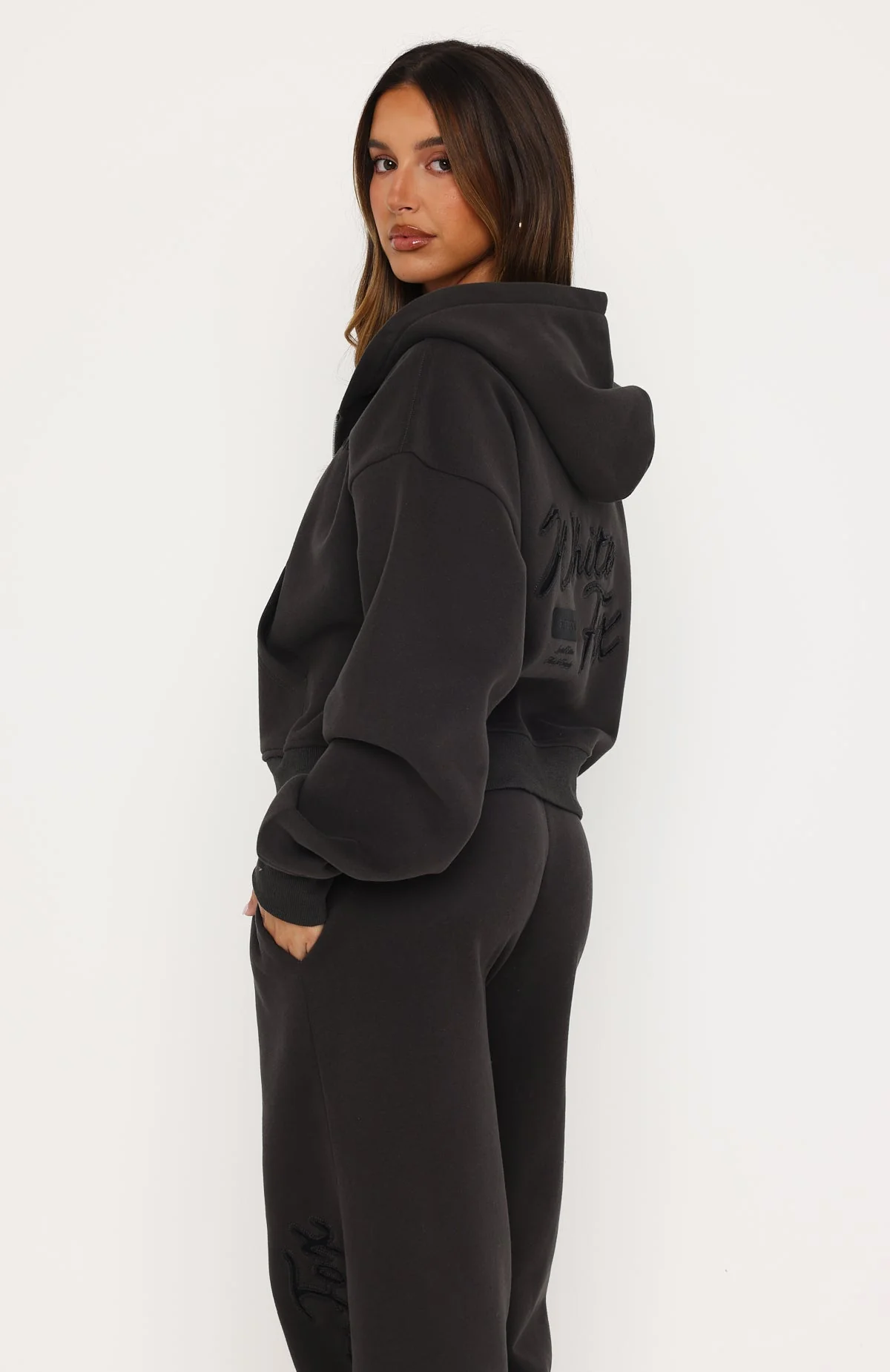 Studio 17 Willa Boxy Zip Front Hoodie Charcoal - Image 5