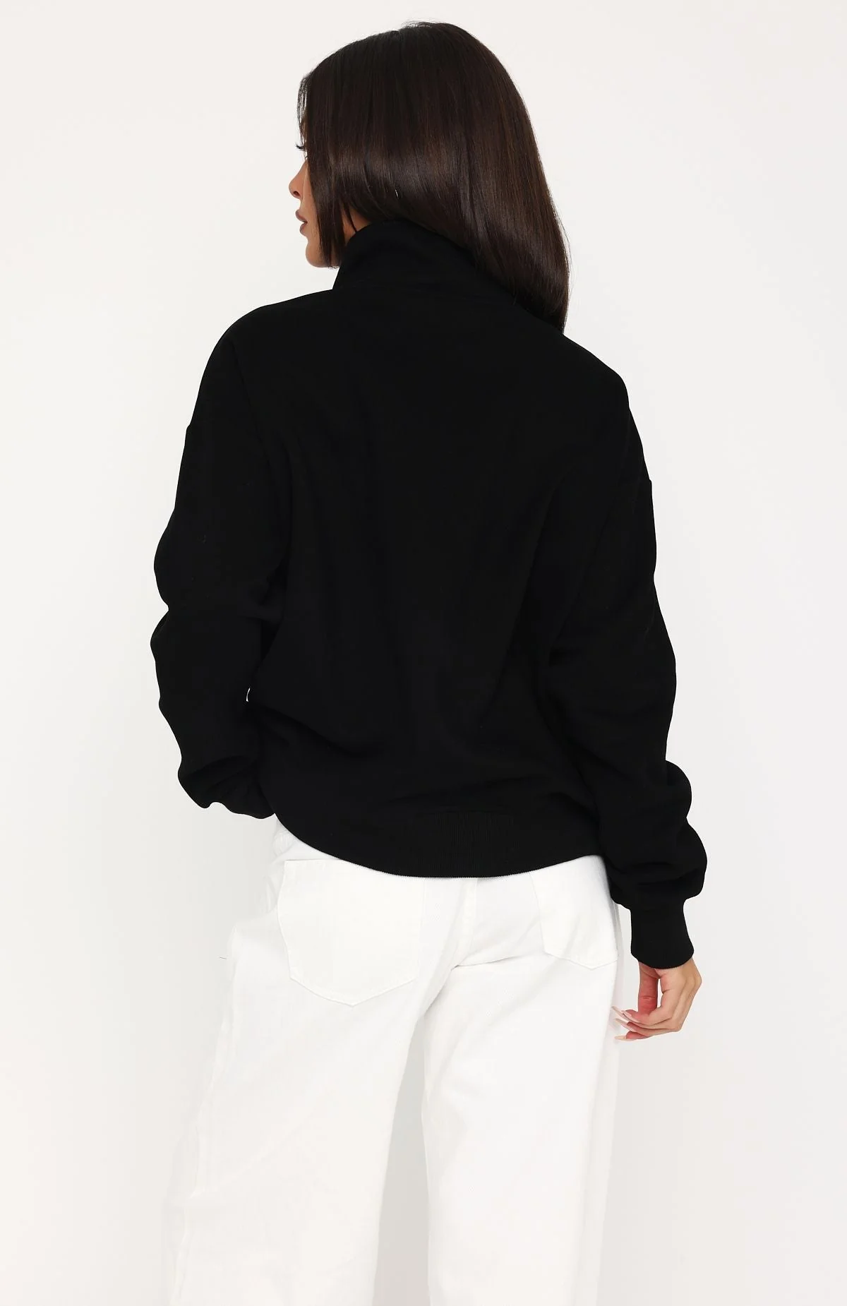 Such A Dream Oversized Zip Front Funnel Neck Jacket Black - Image 4