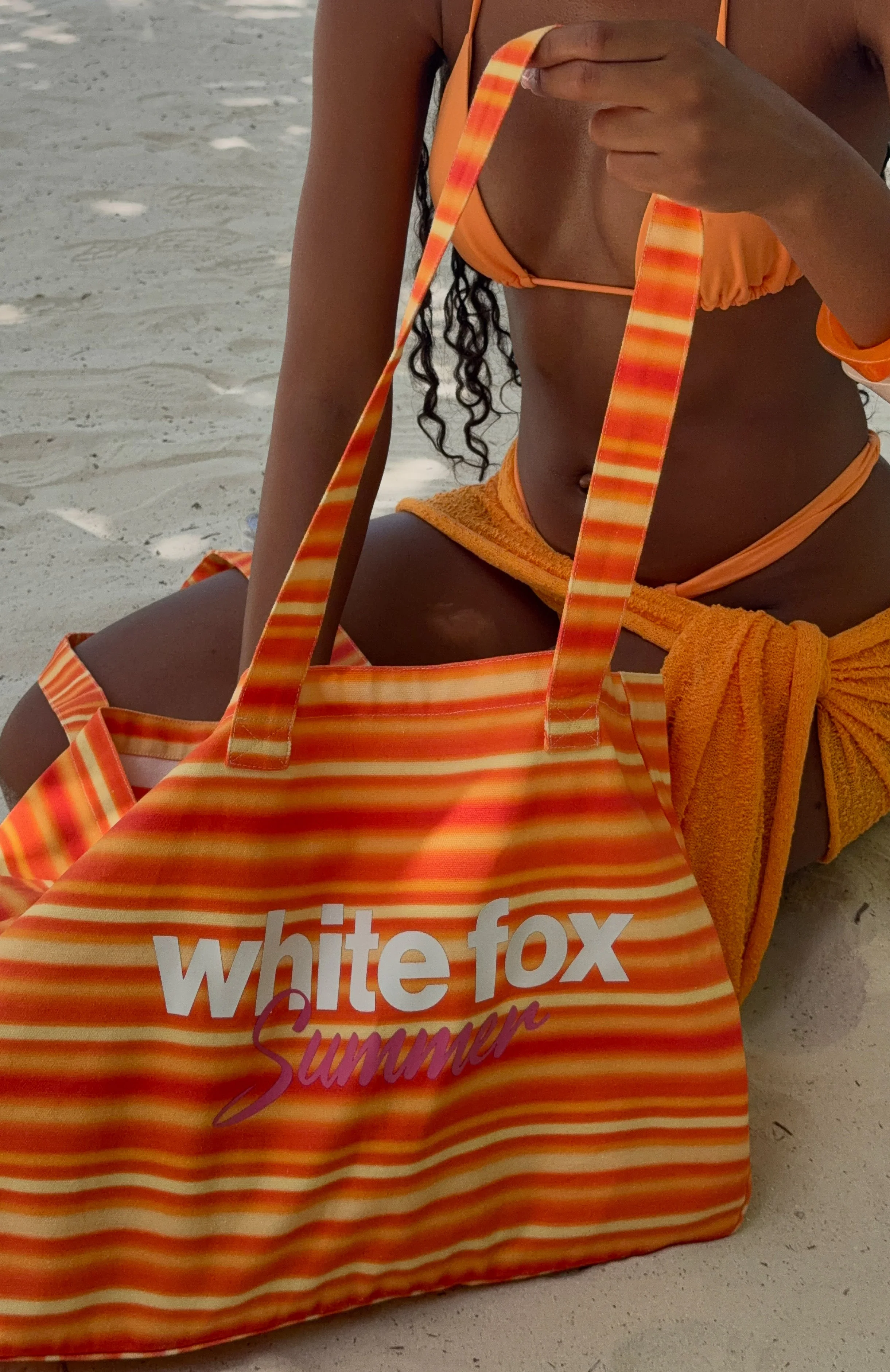 Sunny Sunset Tote Bag Sun Stripe Orange - Image 4