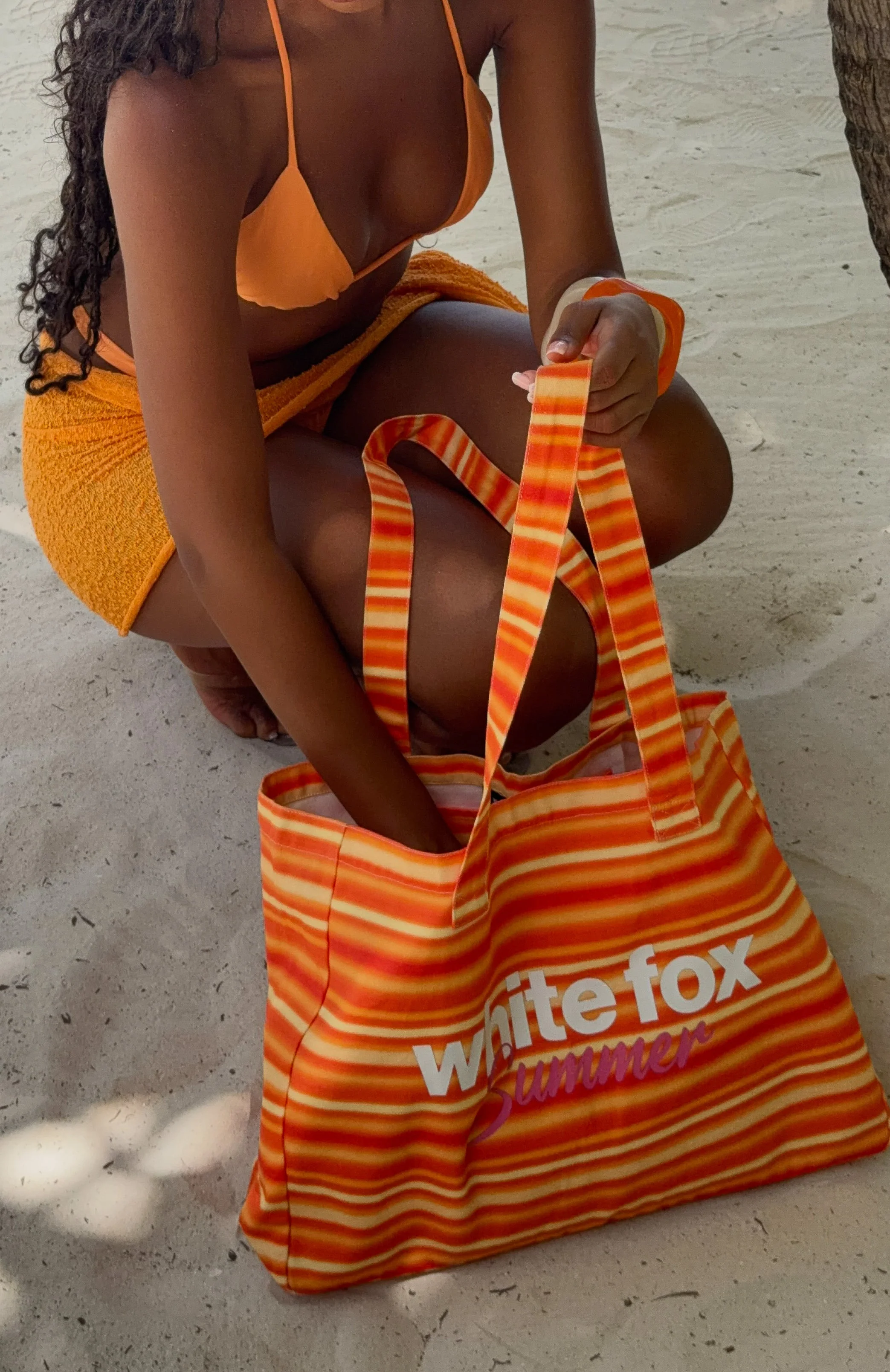 Sunny Sunset Tote Bag Sun Stripe Orange - Image 5