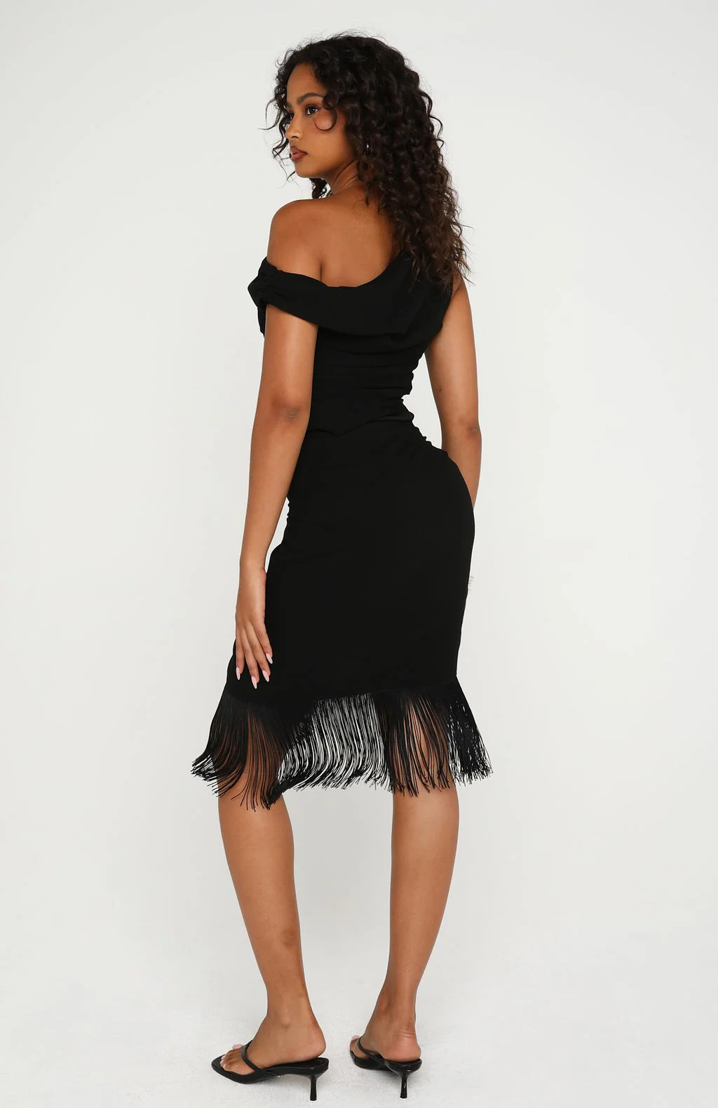 Sweet And Savage Off Shoulder Midi Dress Black - Image 4