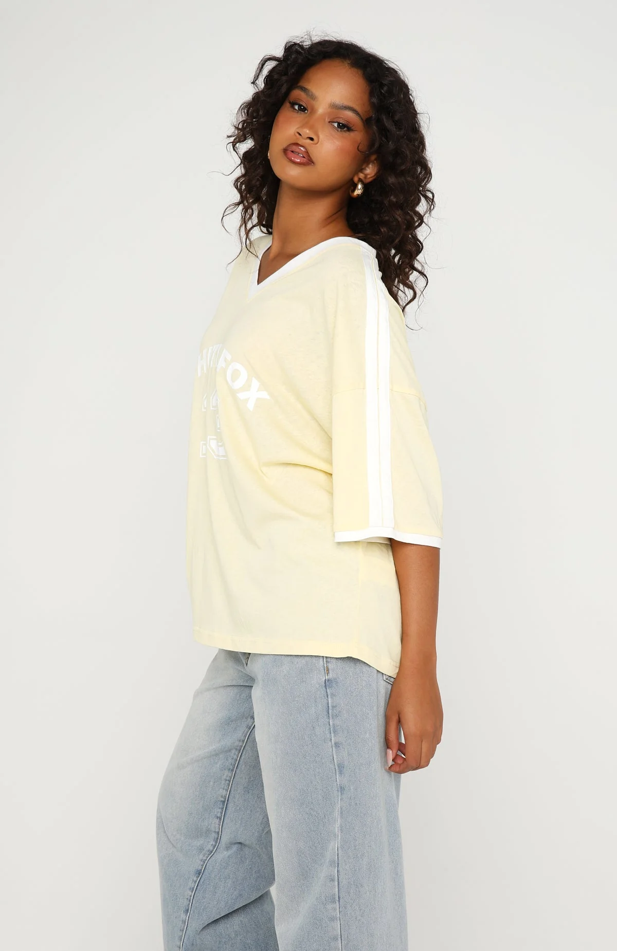 Sweet Vibe Oversized Sports Tee Lemon - Image 3